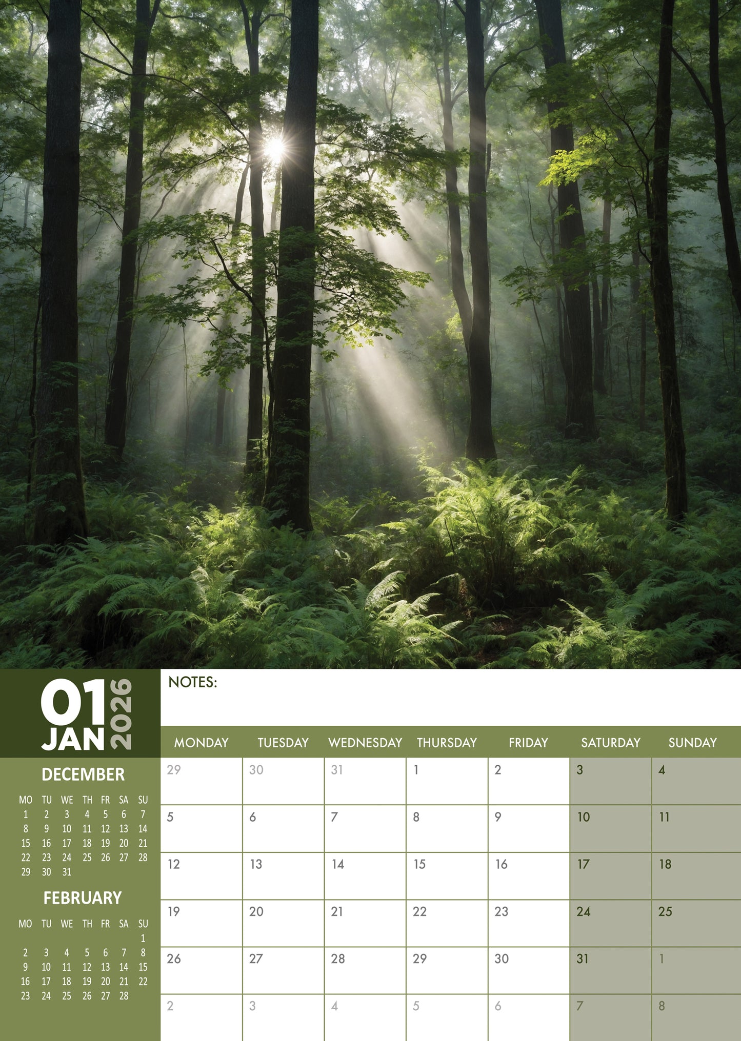 Deep Forest Calendar 2026 – Immerse Yourself in the Tranquility of the World’s Lushest Forests