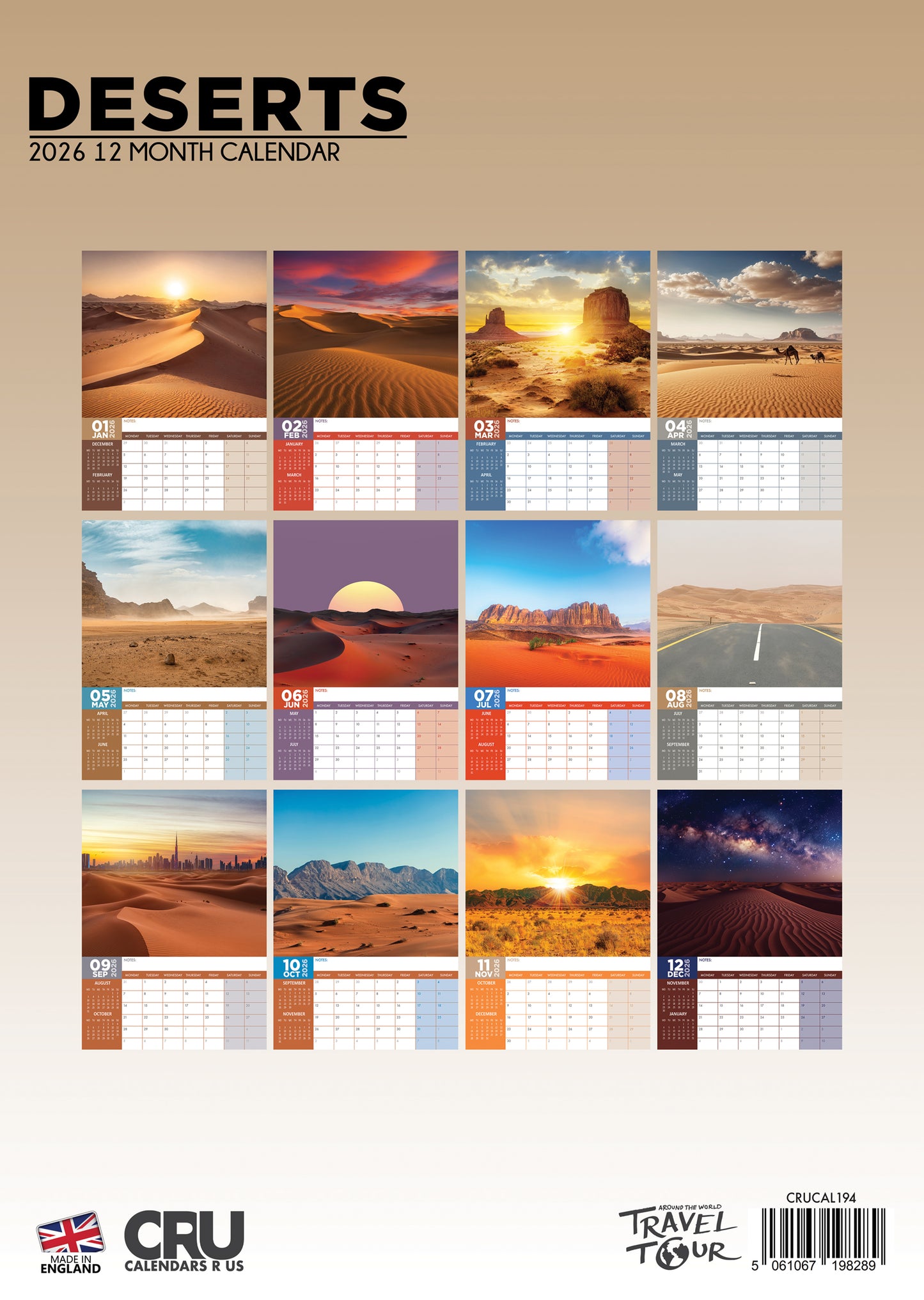 Deserts Calendar 2026 – Discover the Endless Beauty of Earth’s Most Mysterious Landscapes