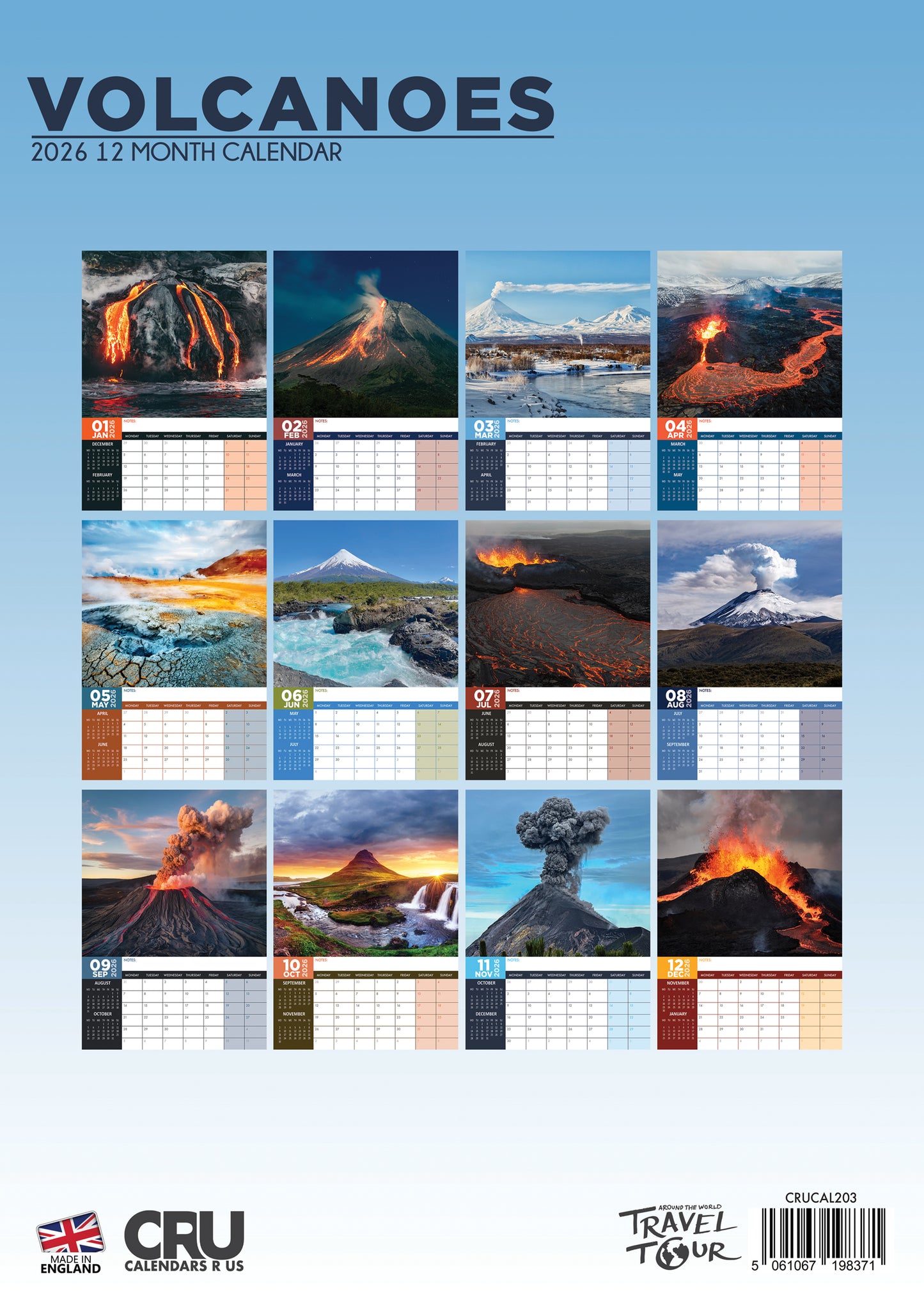 Volcanoes Calendar 2026 – Witness Nature’s Most Powerful Landscapes All Year Long
