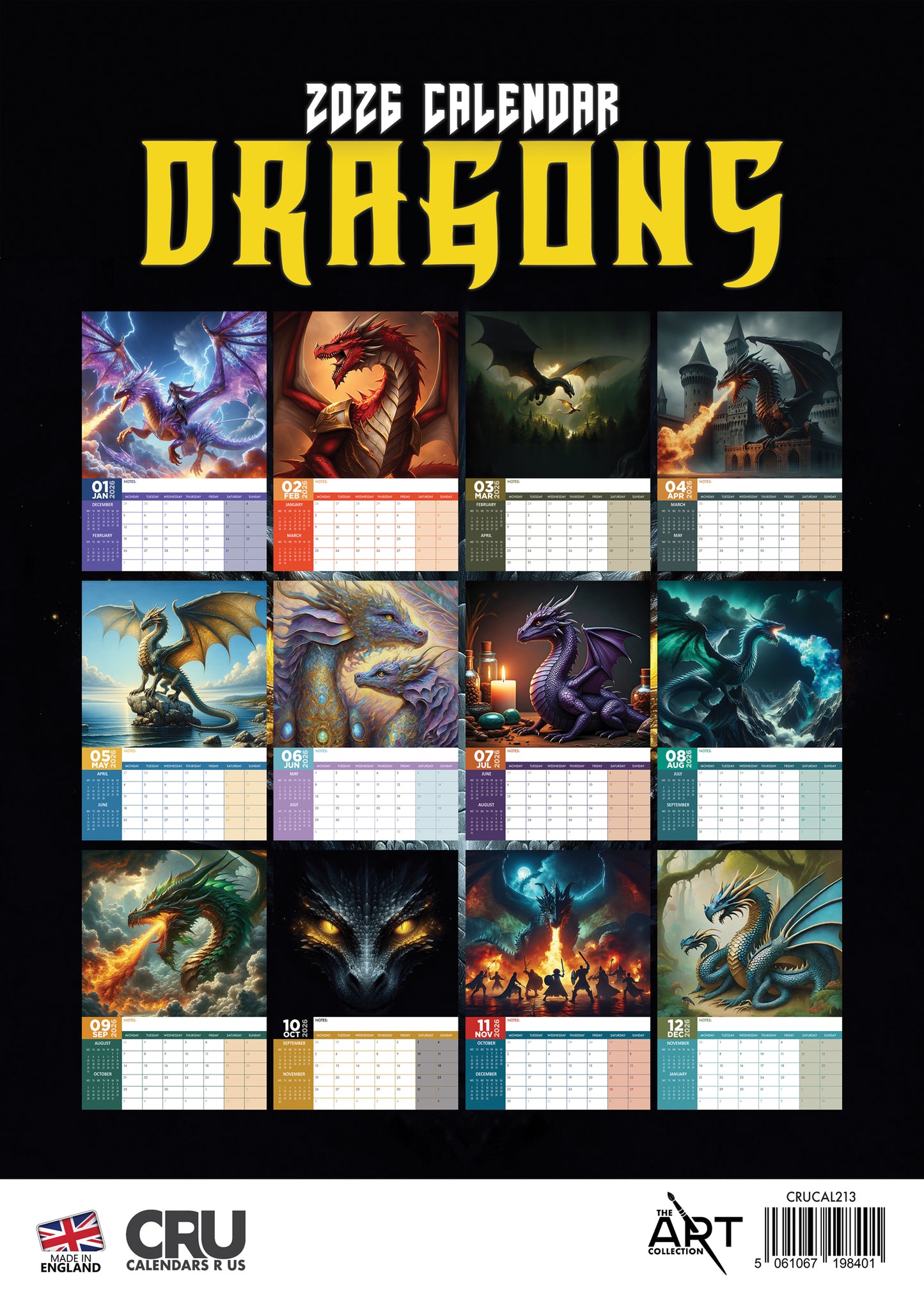 Dragons Calendar 2026 – A Year of Fire, Flight, and Fantasy
