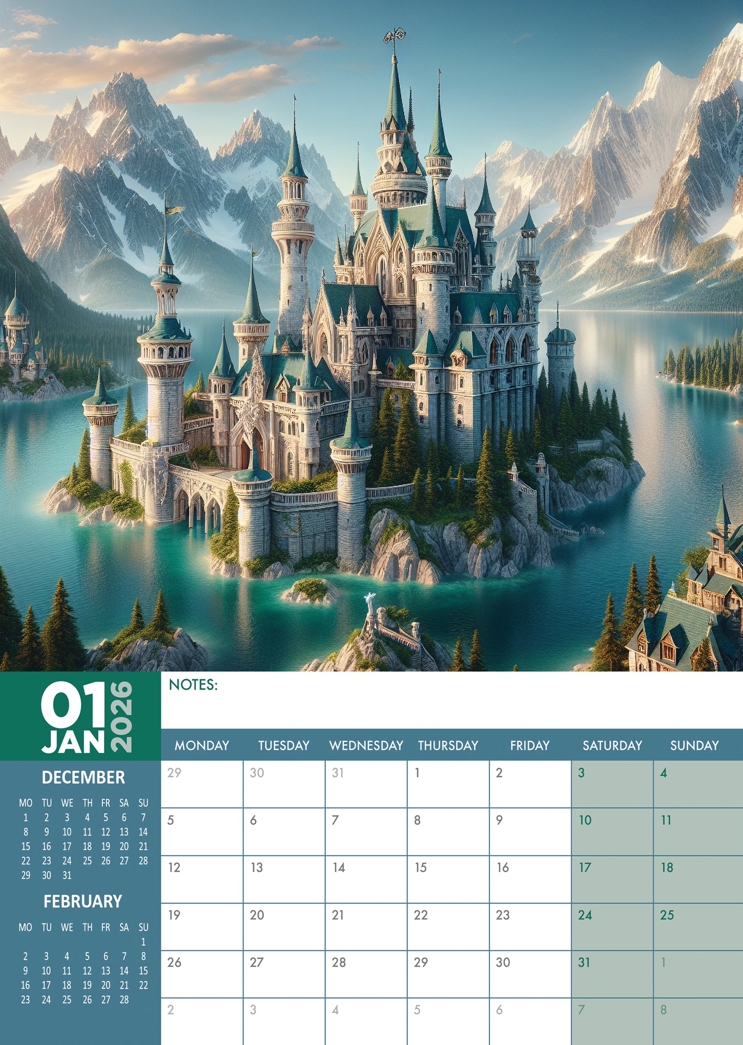 Fantasy Kingdoms Calendar 2026 – A Year of Castles, Magic, and Enchanted Realms