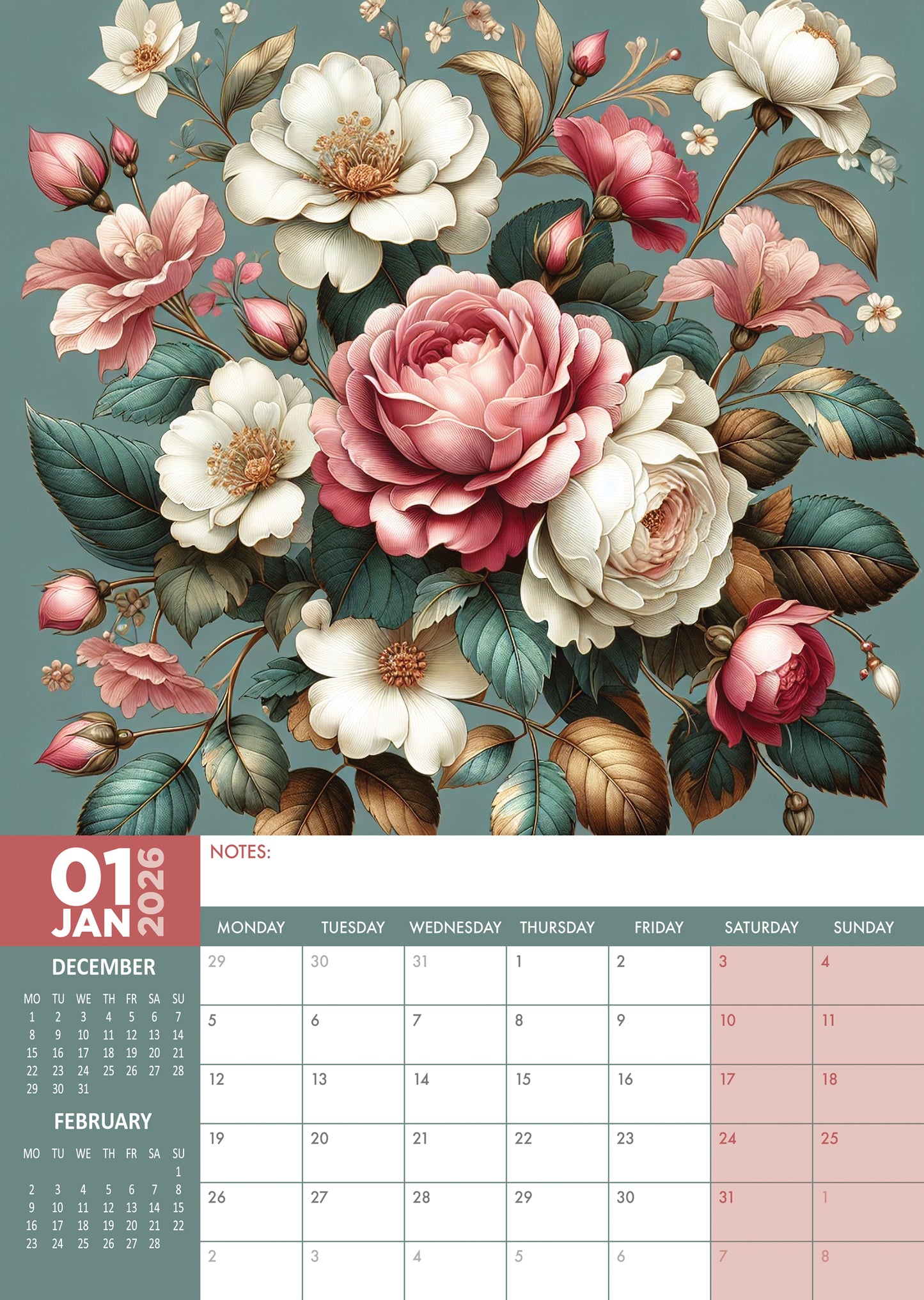 Floral Art Calendar 2026 – Botanical Beauty and Blooming Inspiration All Year Long