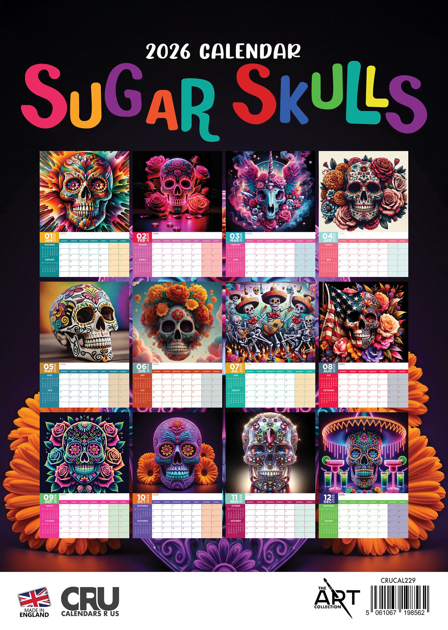 Sugar Skulls Calendar 2026 – A Colorful Celebration of Life, Art, and Tradition
