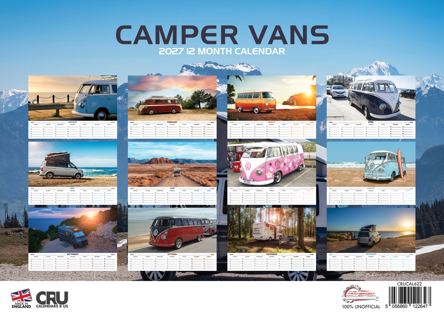 Camper Vans Calendar 2027 – Explore the World One Month at a Time