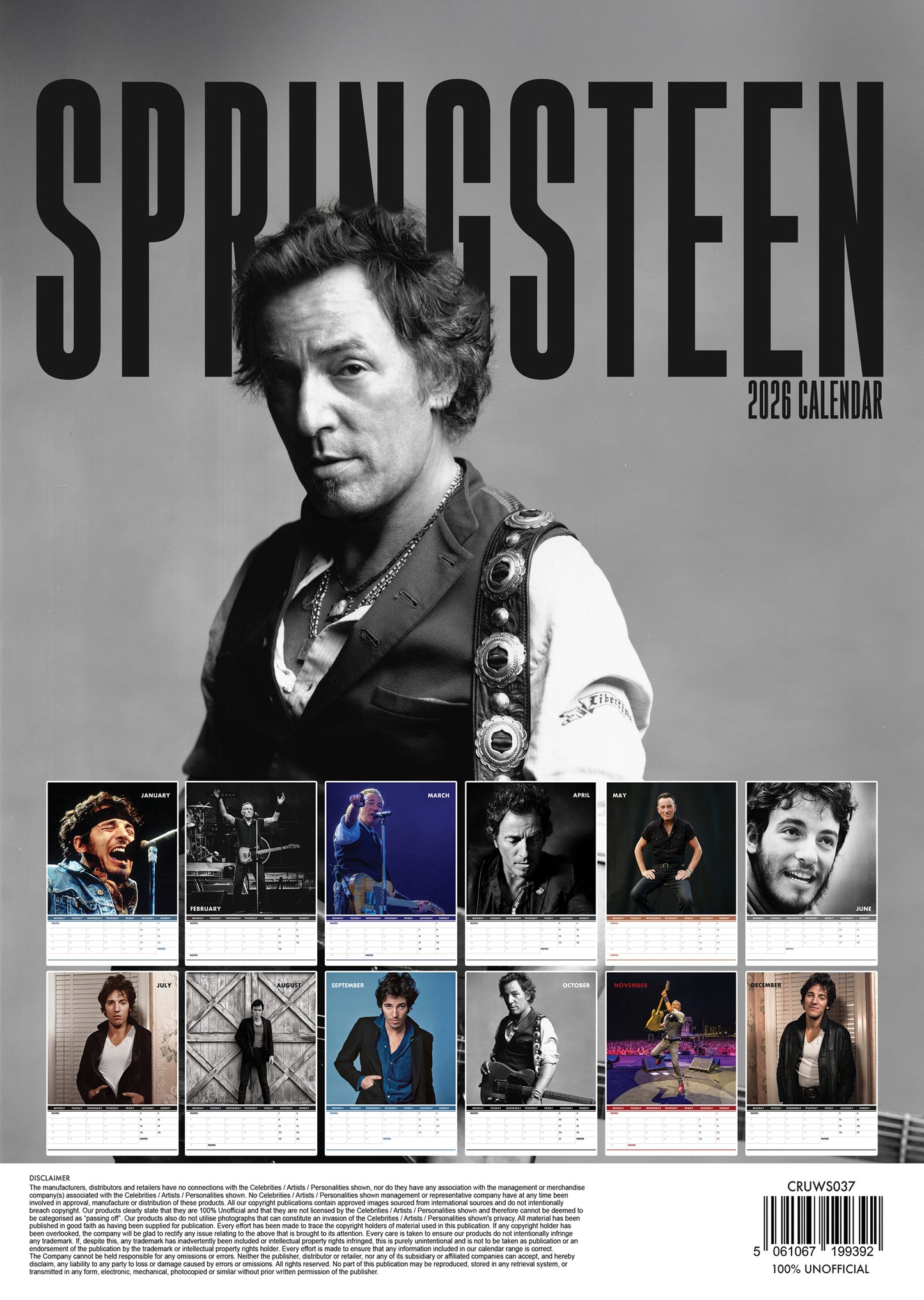 Bruce Springsteen Calendar 2026 – A Year of Rock ‘n’ Roll Legends and Heartfelt Stories