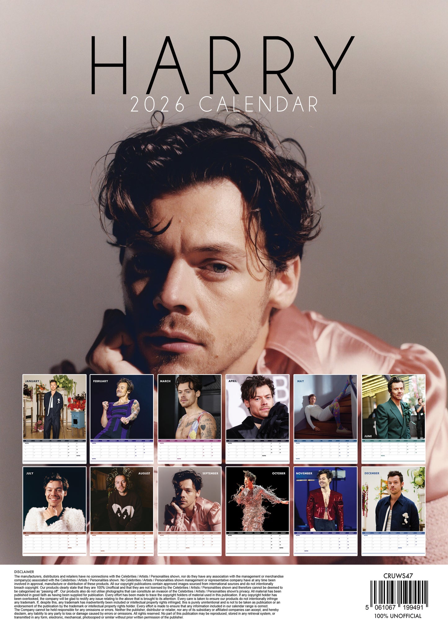 Harry Styles Calendar 2026 – A Year of Style, Music, and Heartfelt Moments