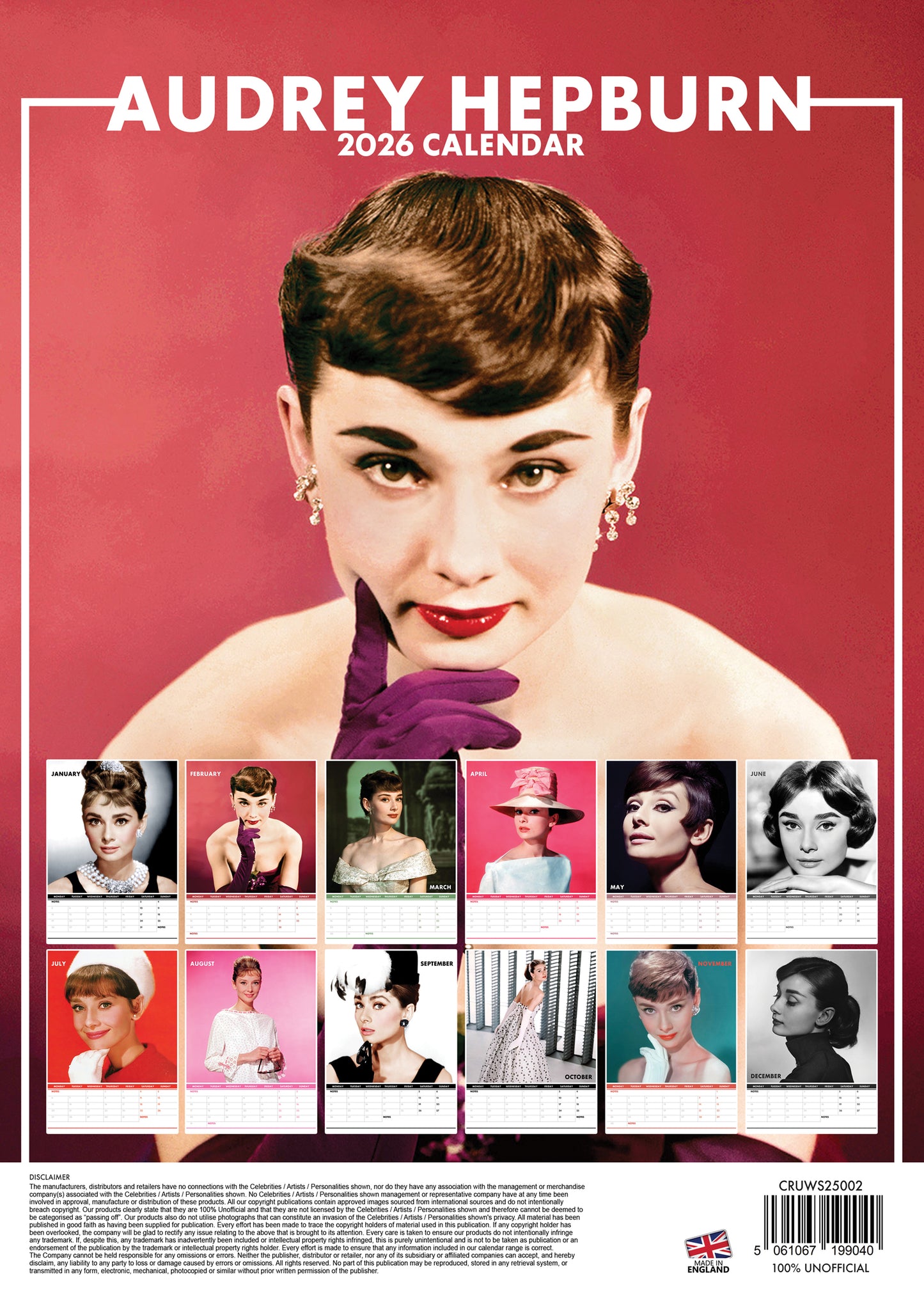 Audrey Hepburn Calendar 2026 – A Year of Grace, Glamour & Hollywood Iconography