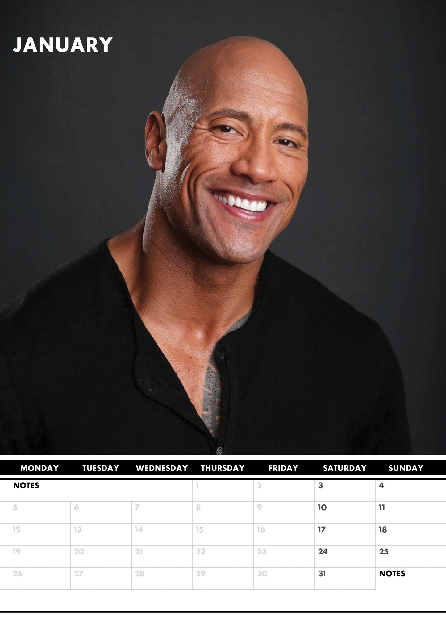 Dwayne Johnson Calendar 2026