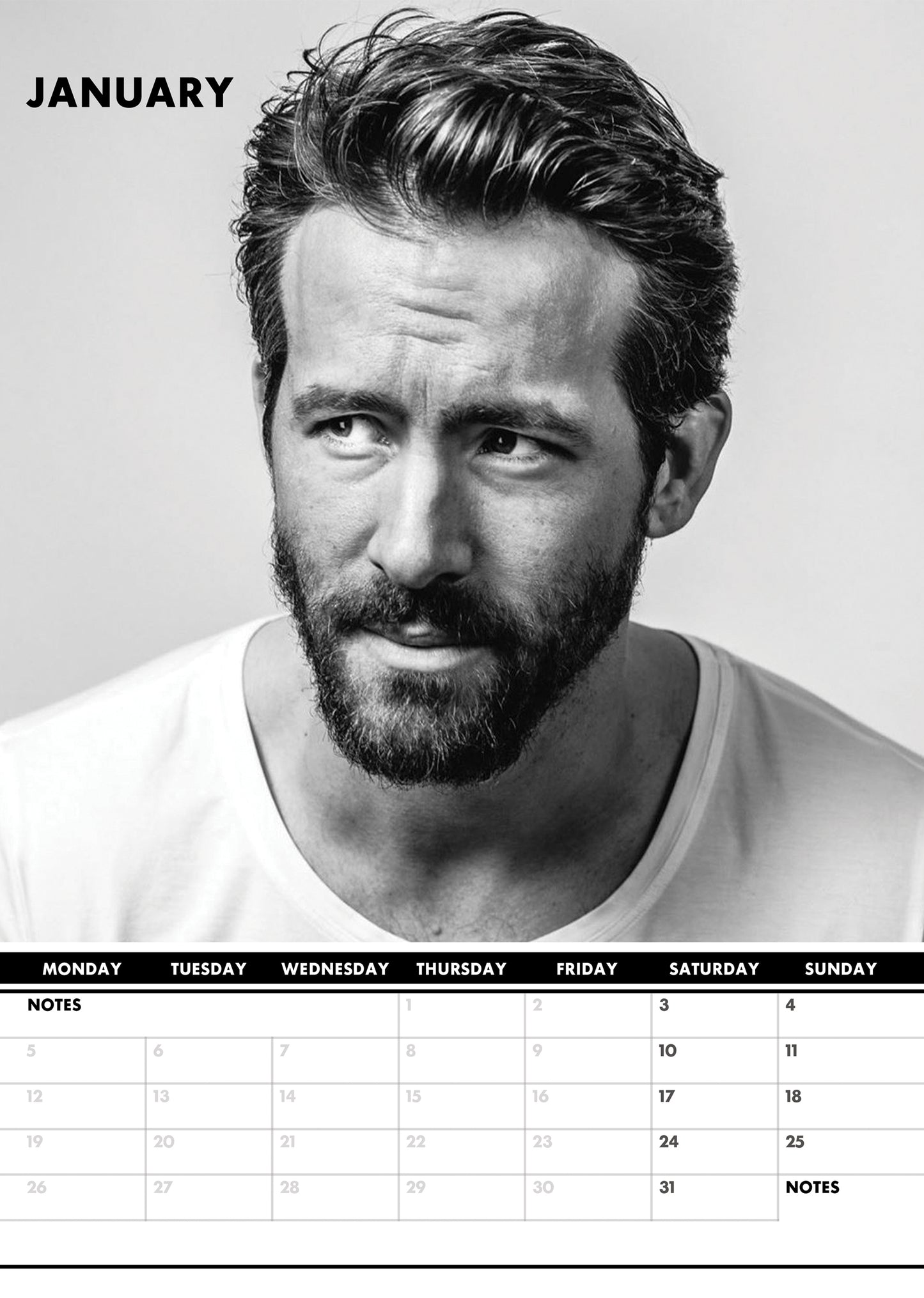 Ryan Reynolds Calendar 2026