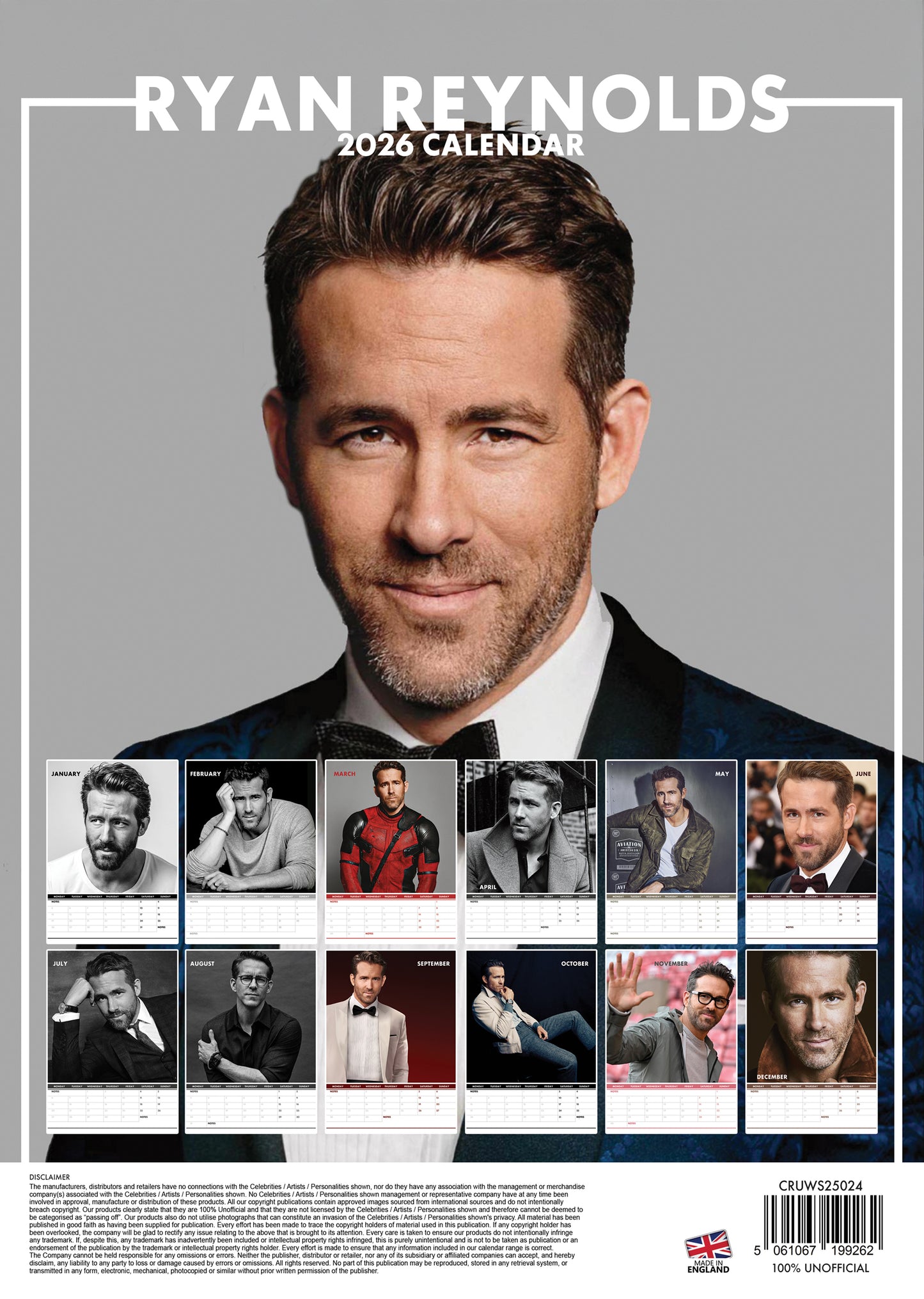 Ryan Reynolds Calendar 2026