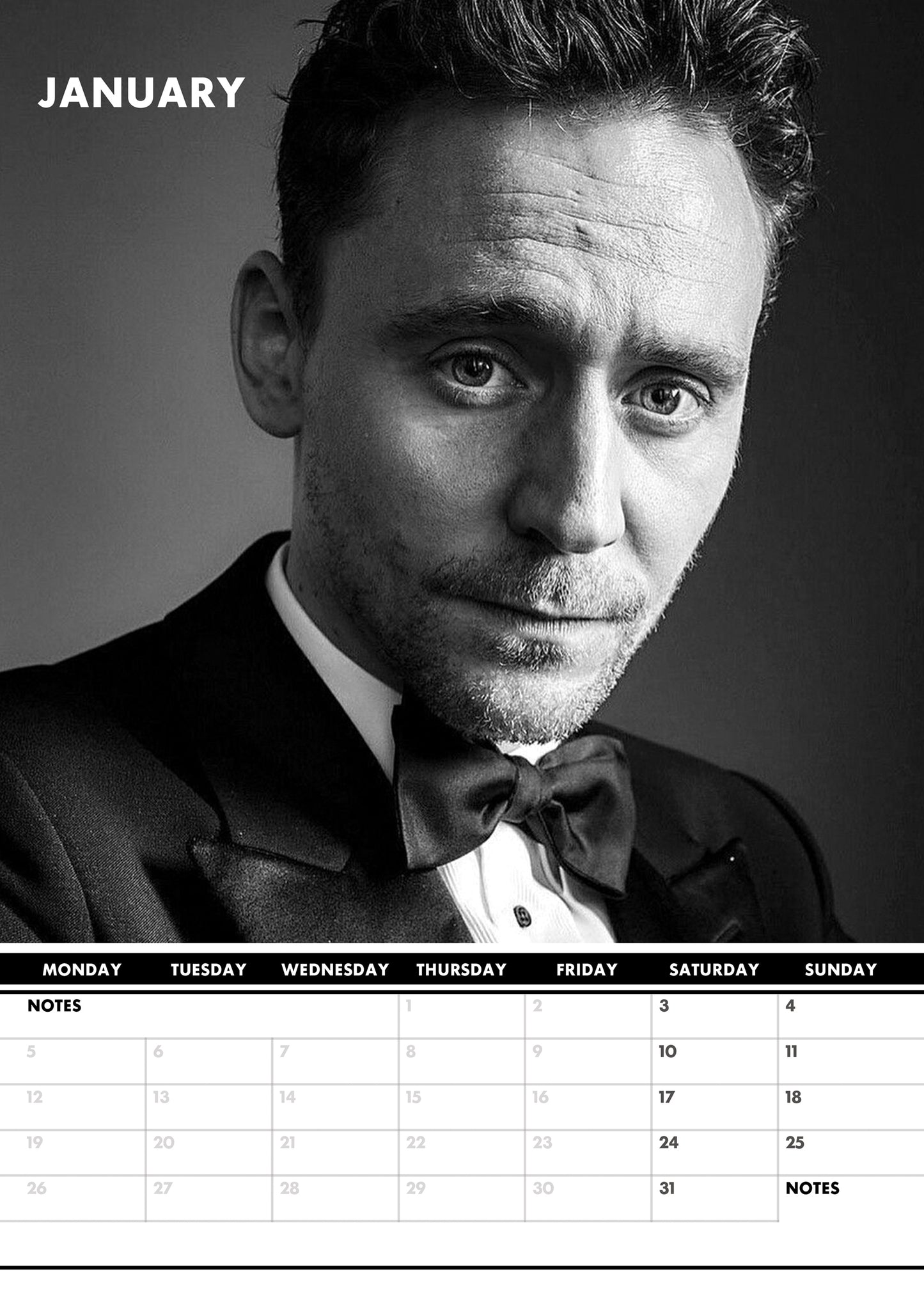 Tom Hiddleston Calendar 2026 – A Year of Elegance, Wit & Marvel Magic