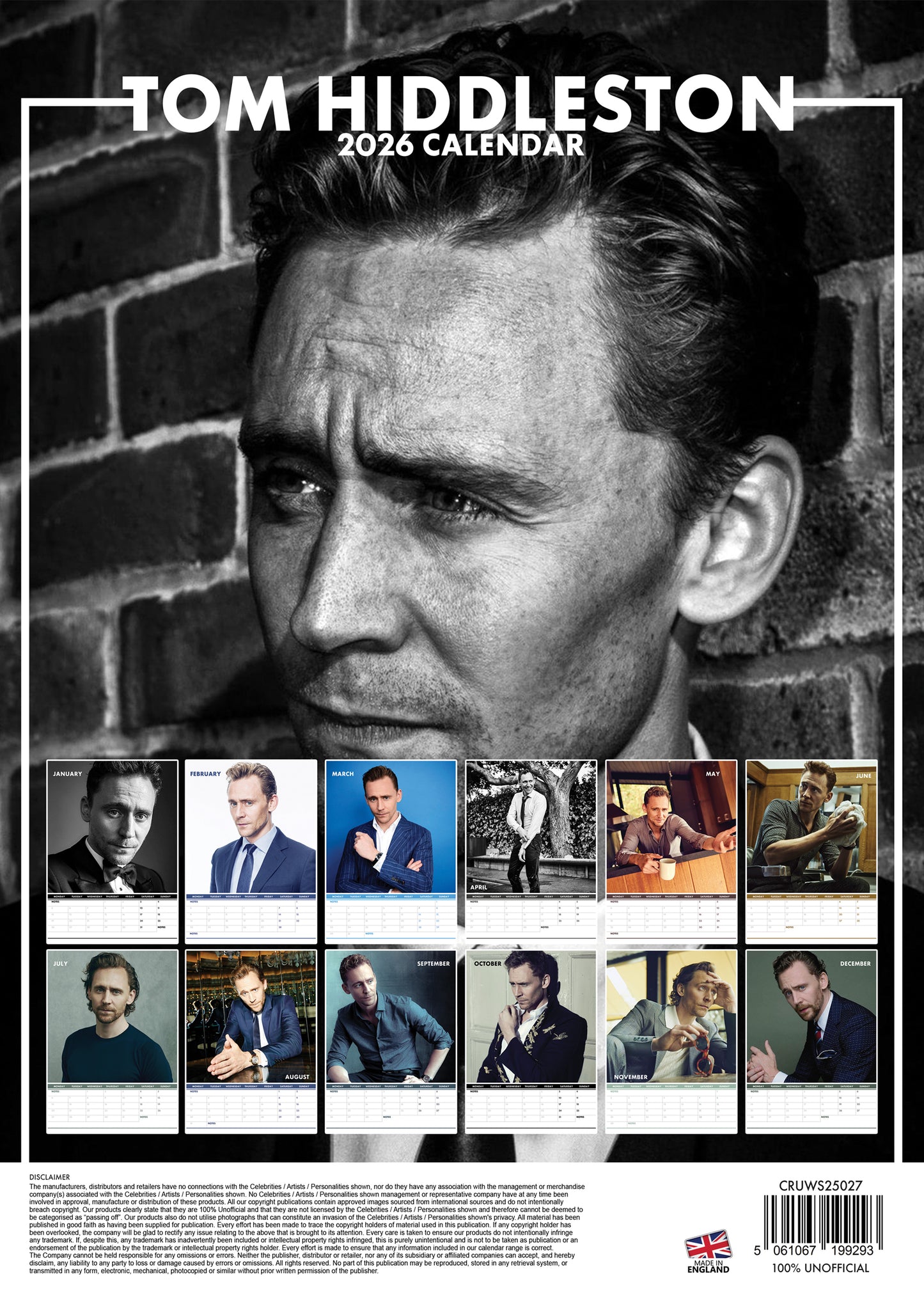 Tom Hiddleston Calendar 2026 – A Year of Elegance, Wit & Marvel Magic