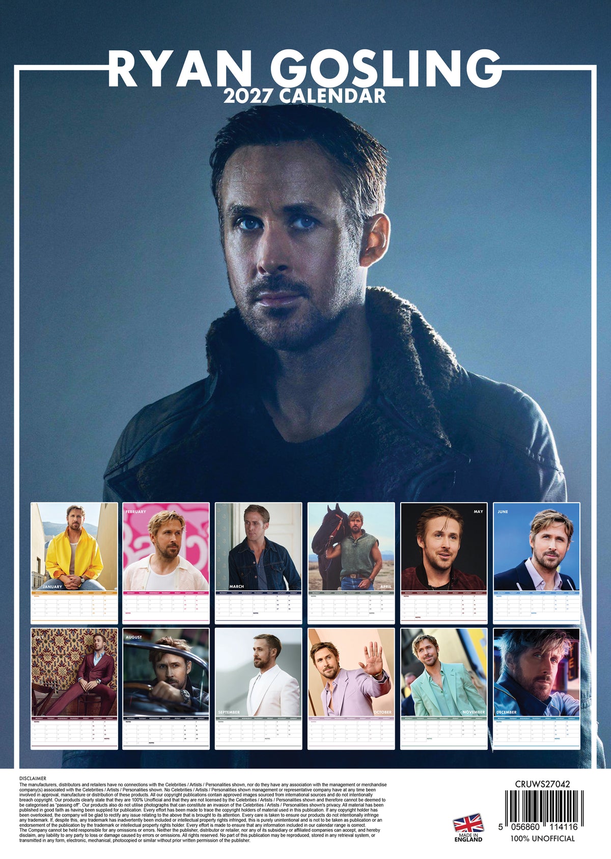 Ryan Gosling Calendar 2027