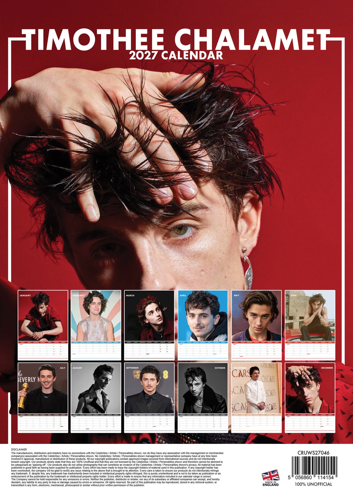 Timothee Chalamet Calendar 2027