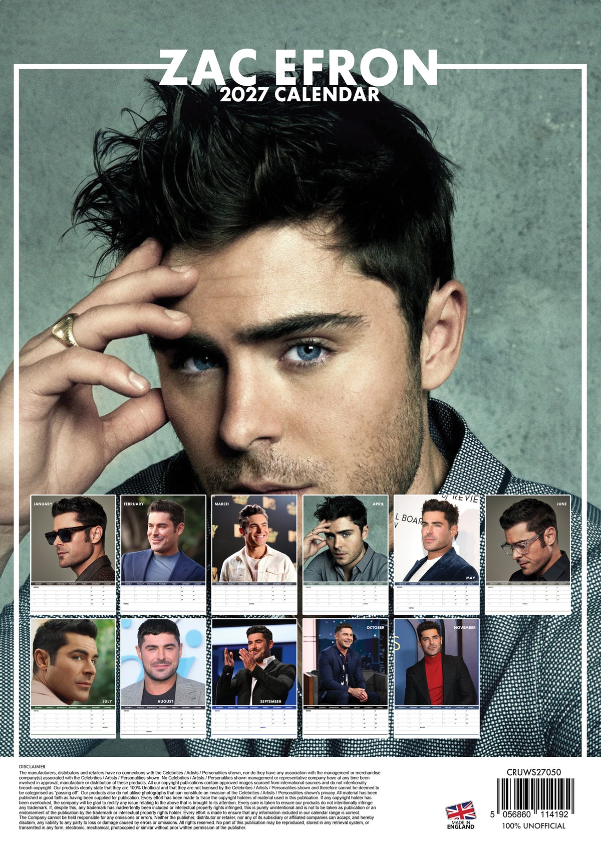 Zac Efron Calendar 2027