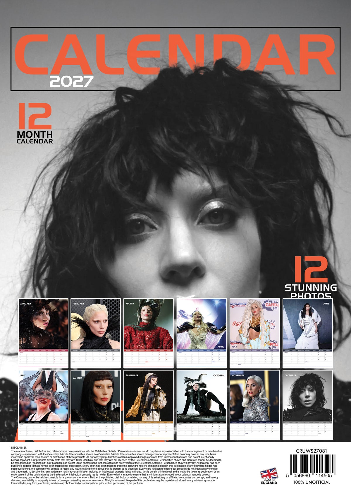 Lady Gaga Calendar 2027 – A Year of Iconic Pop Artistry
