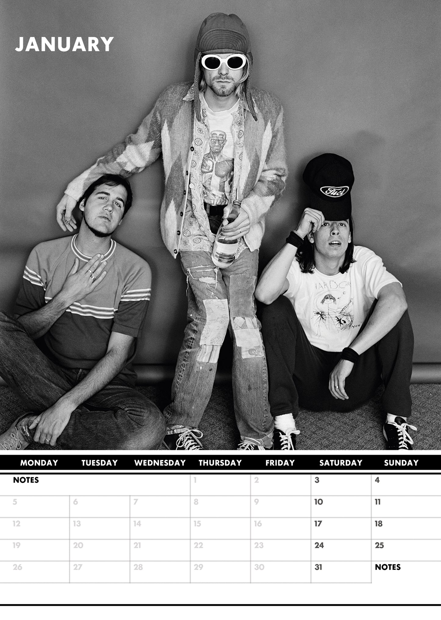 Nirvana Calendar 2026 – A Tribute to the Iconic Band