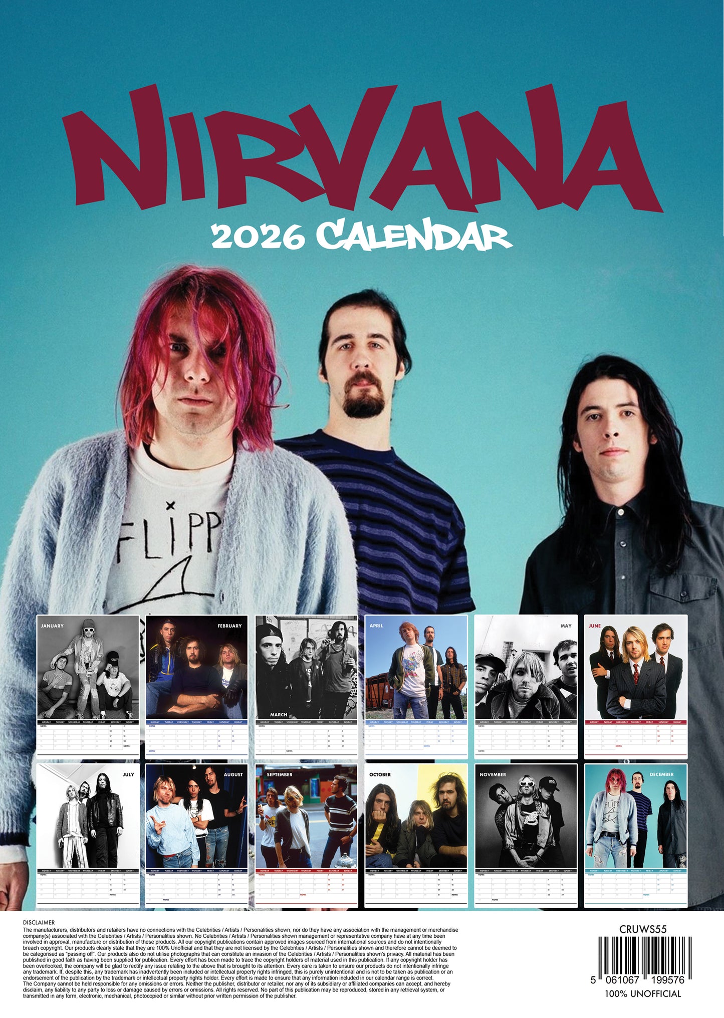 Nirvana Calendar 2026 – A Tribute to the Iconic Band