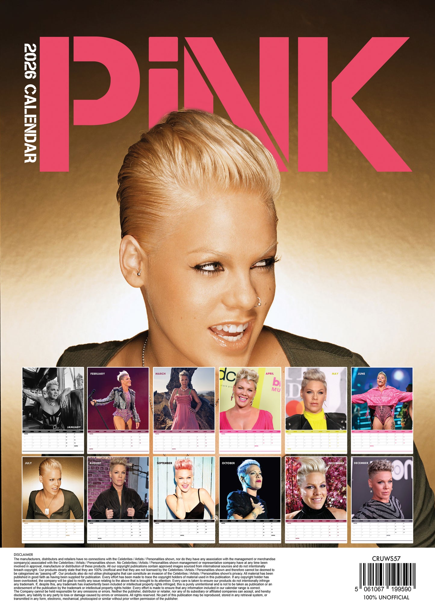Pink Calendar 2026 – Celebrate the Iconic Pop Superstar