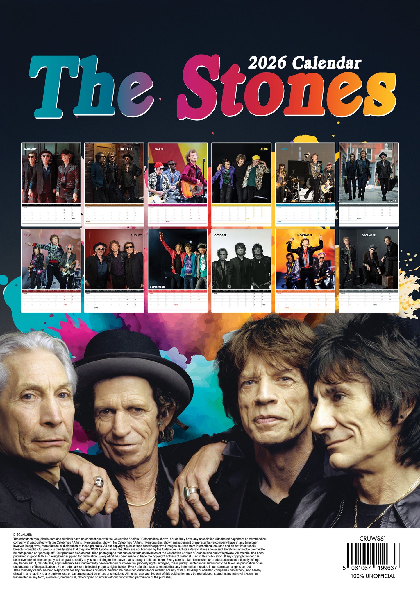 The Rolling Stones Calendar 2026 – Rock Through the Year with Legends of Music