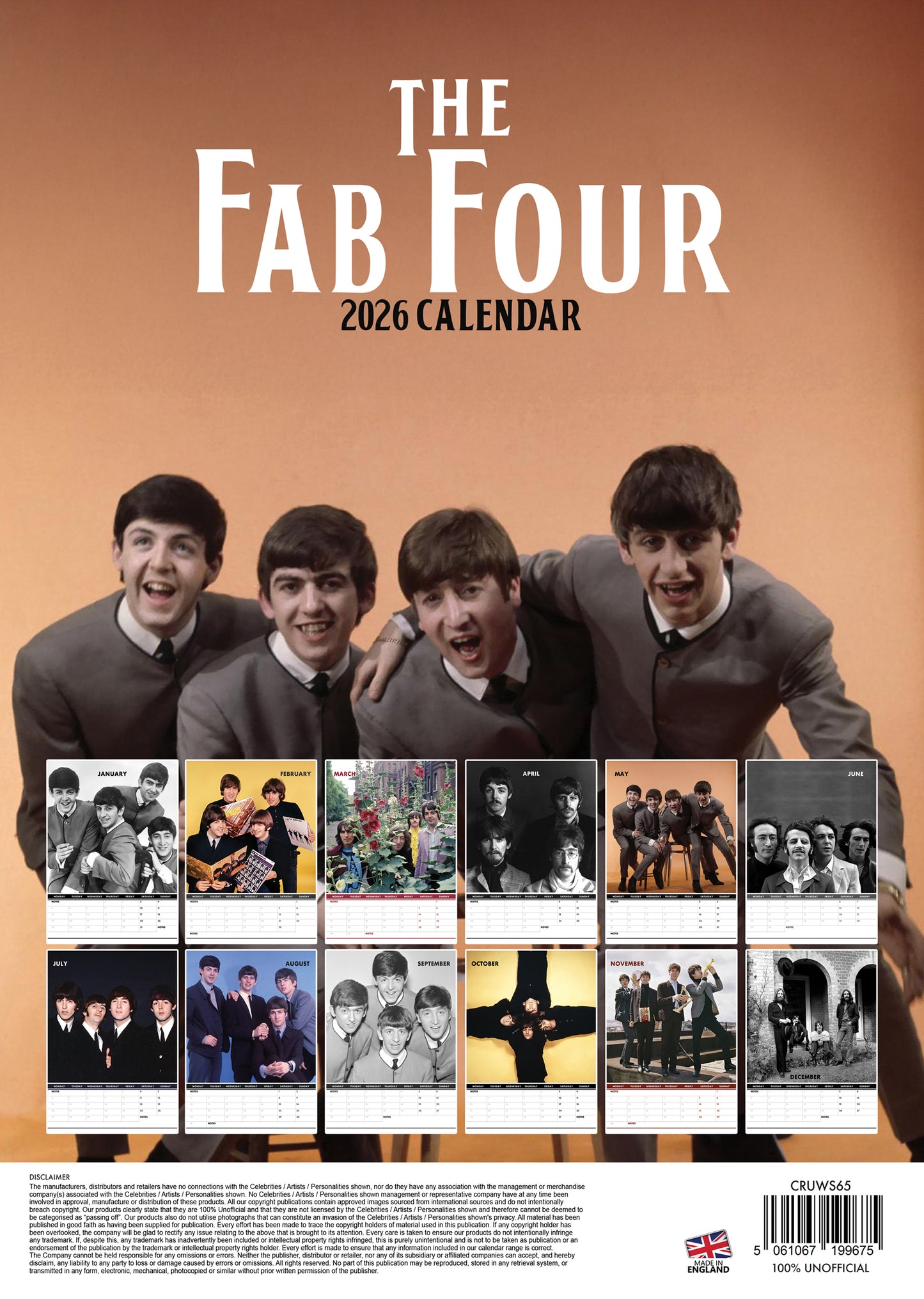 The Fab Four (The Beatles) Calendar 2026 – A Year with the Legendary Band