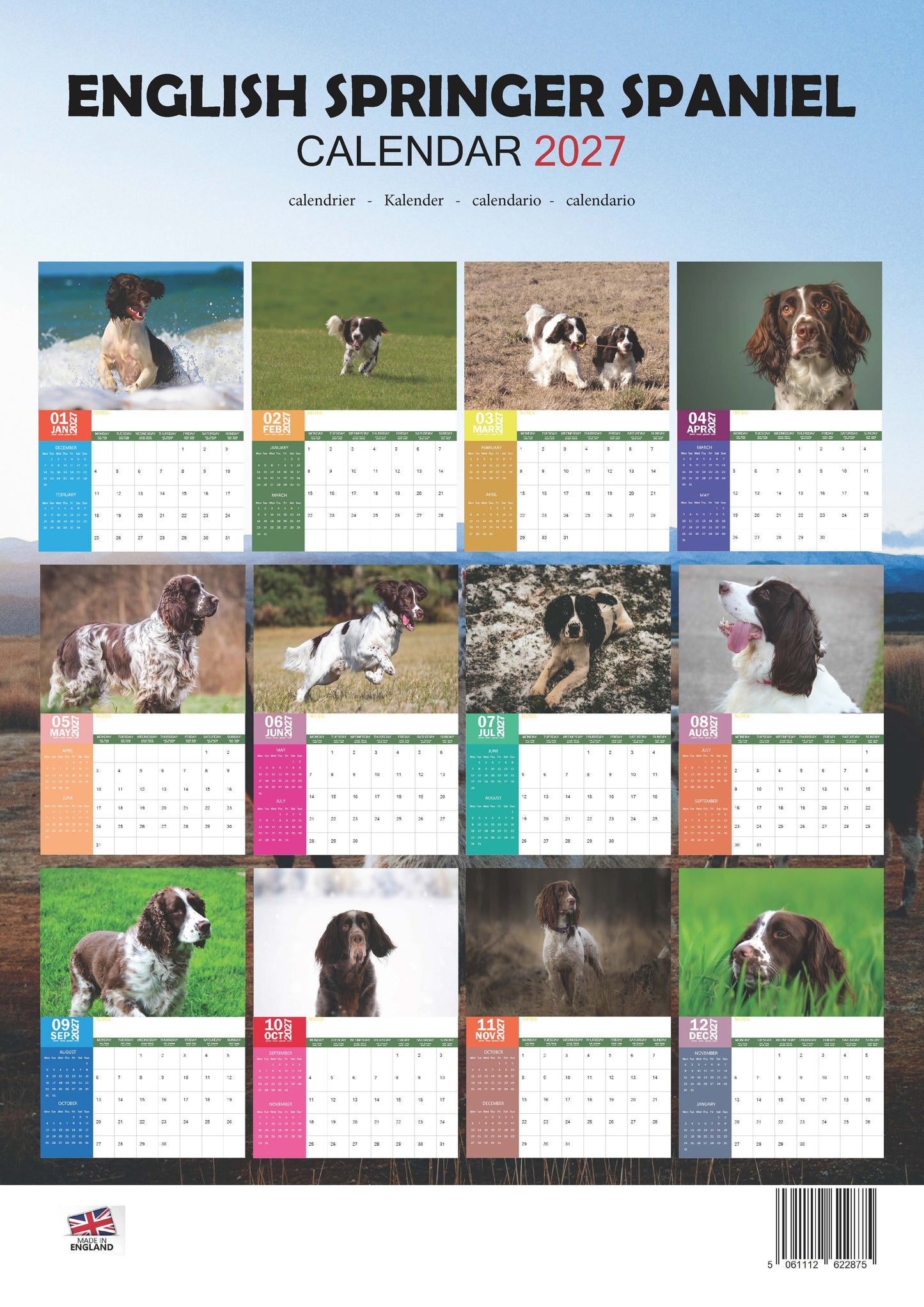 English Springer Spaniel Dog Calendar 2027 – M-PRA Range