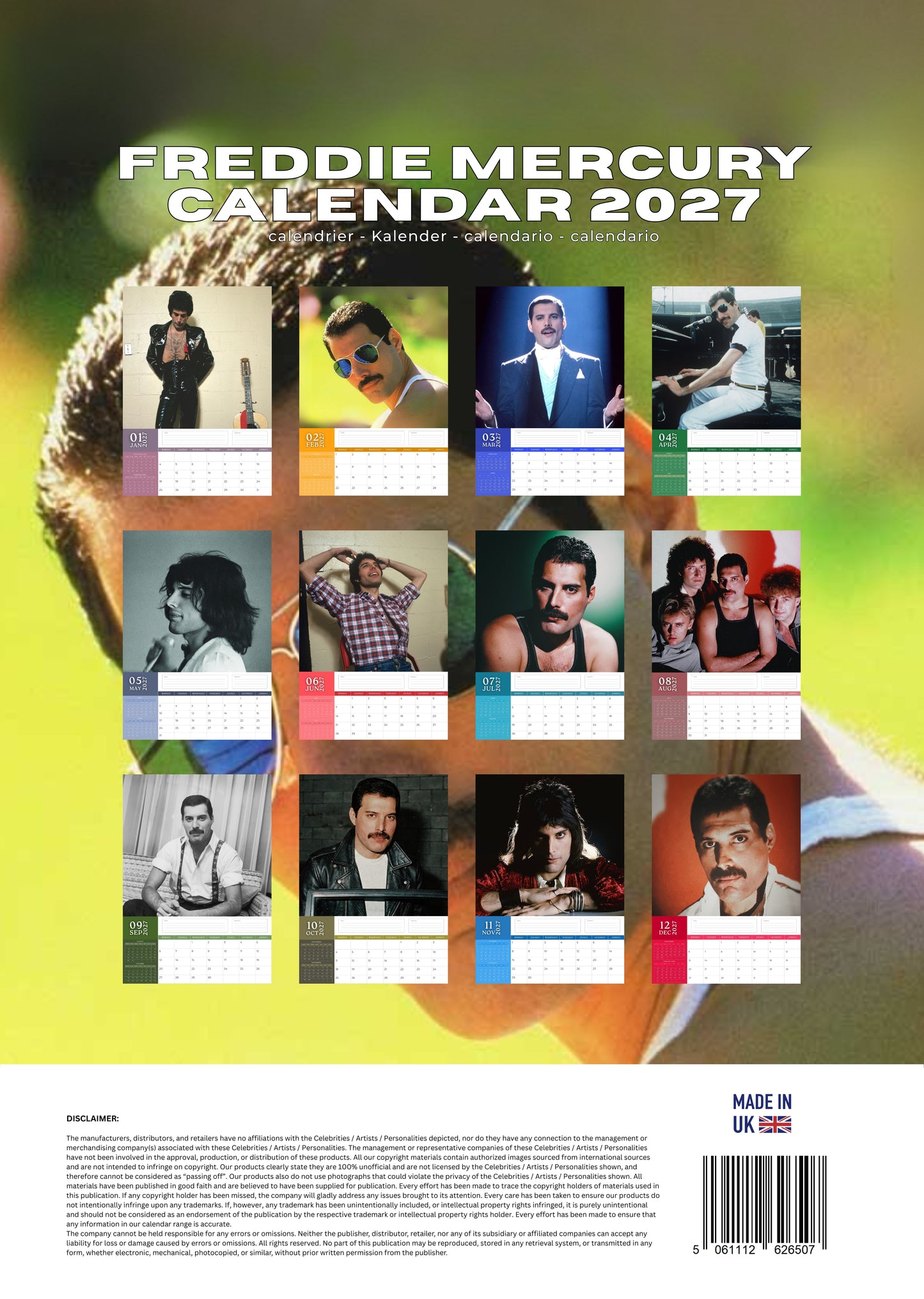 Freddie Mercury Music Calendar 2027 – M-PRA Range