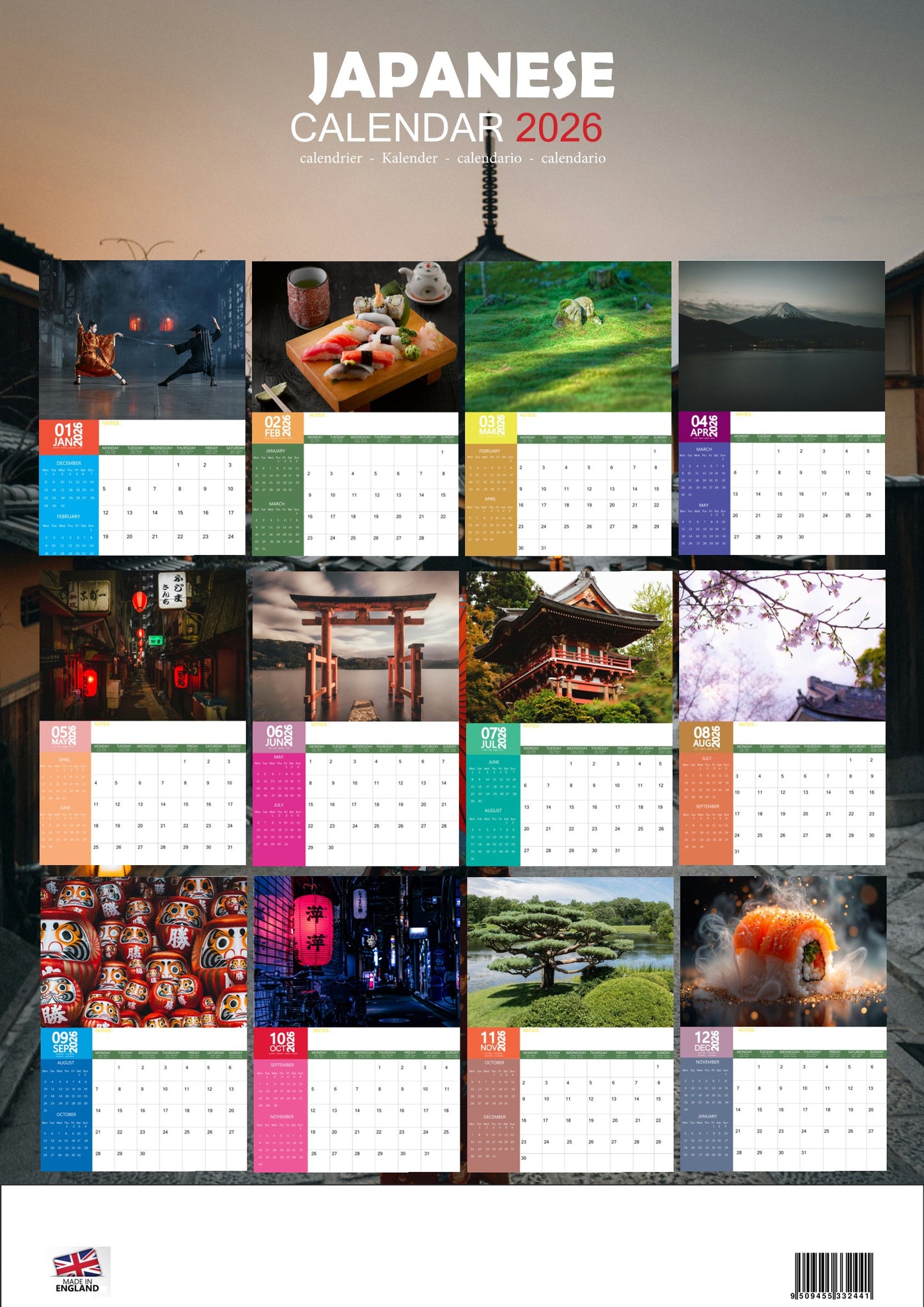 Japanese Temple Art Calendar 2026 – M-PRA Range