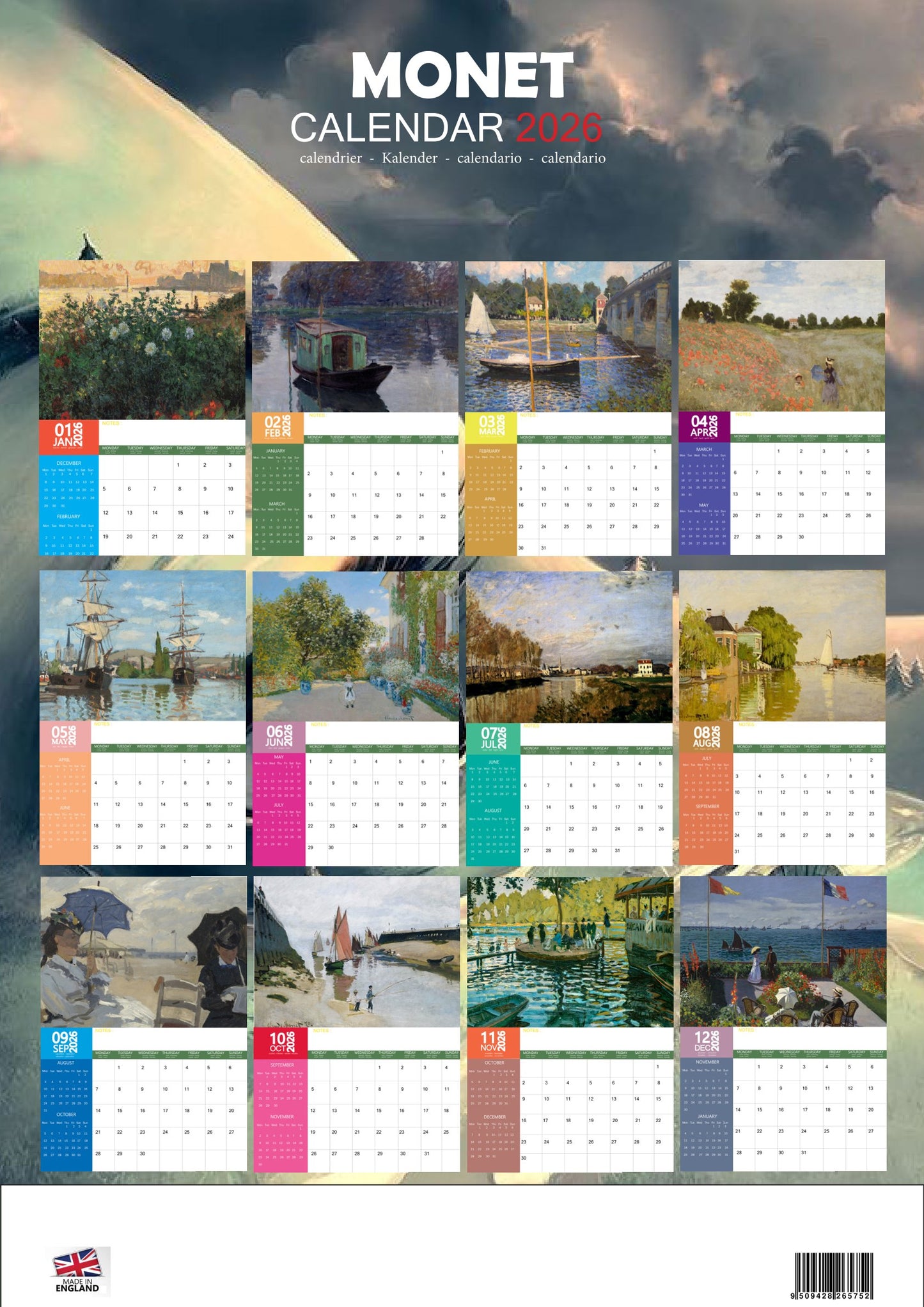 Monet Art Calendar 2026 – M-PRA Range