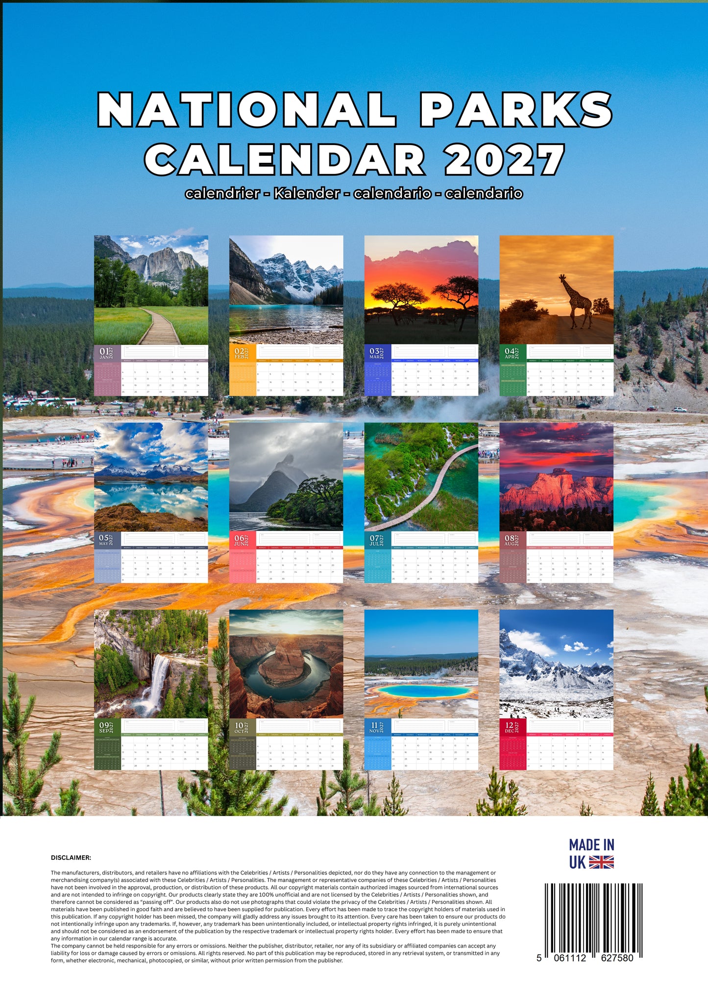 National Parks Natural Calendar 2027 – M-PRA Range