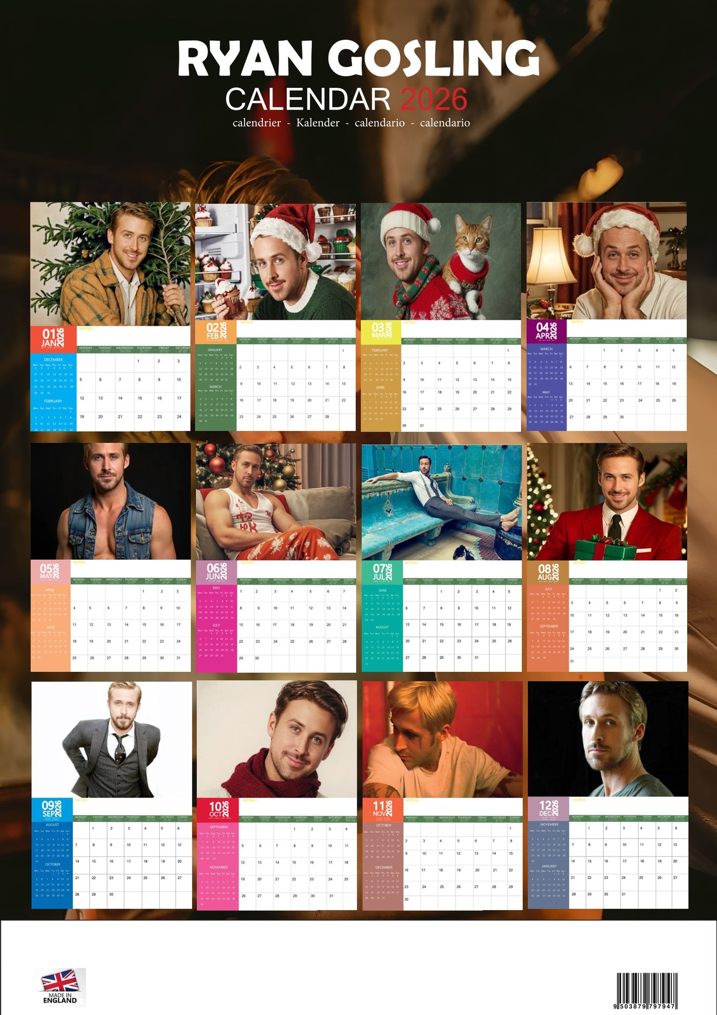 Ryan Gosling Celebrity Calendar 2026 – M-PRA Range