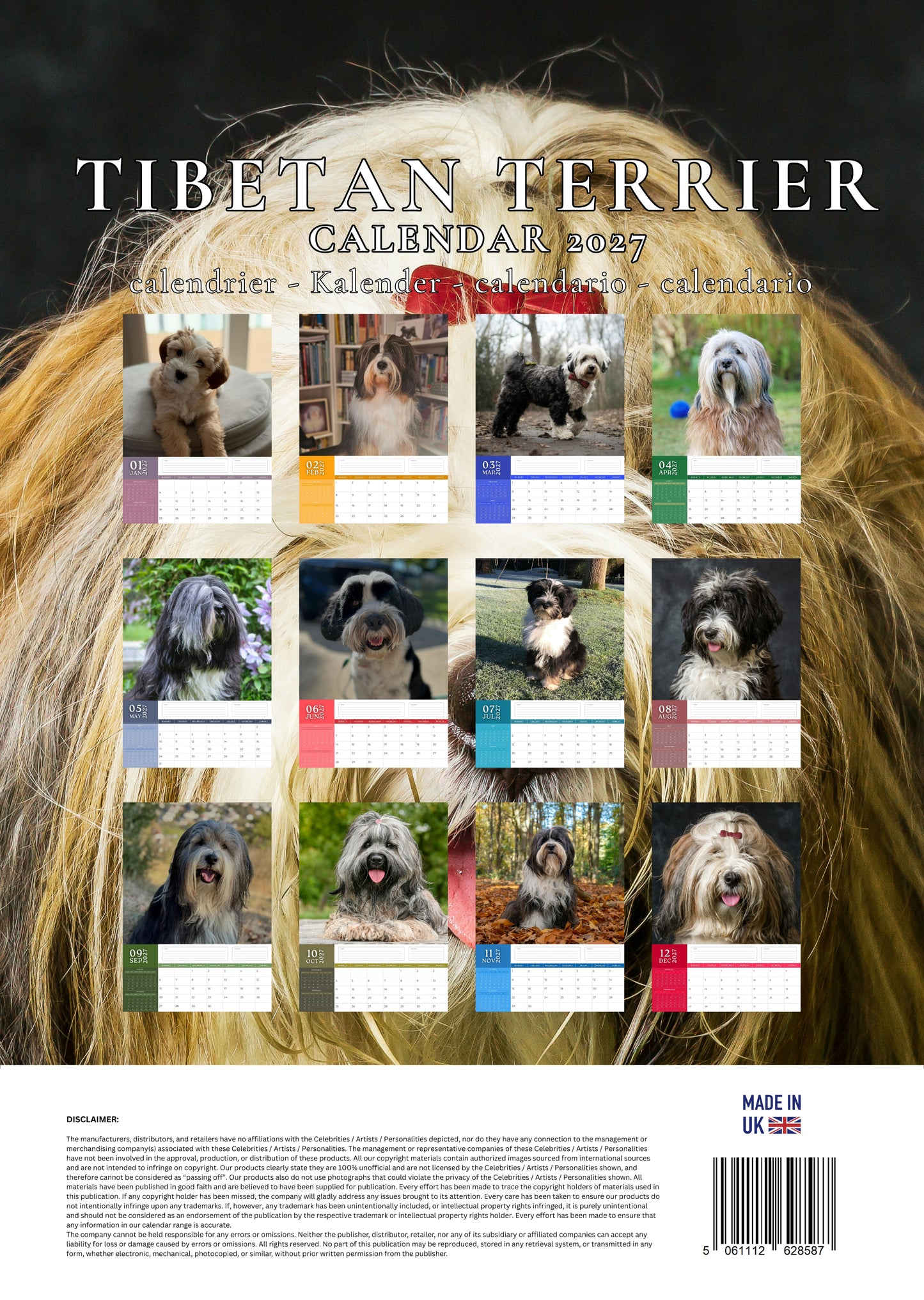 Tibetan Terrier Dog Calendar 2027 – M-PRA Range