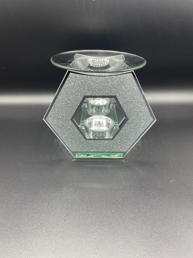 Silver Hexagon Tea Light Wax Burner