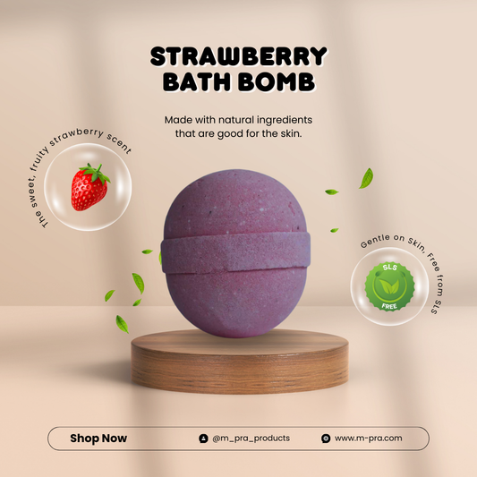 Sweet Strawberry Bath Bomb – Handmade & SLS-Free