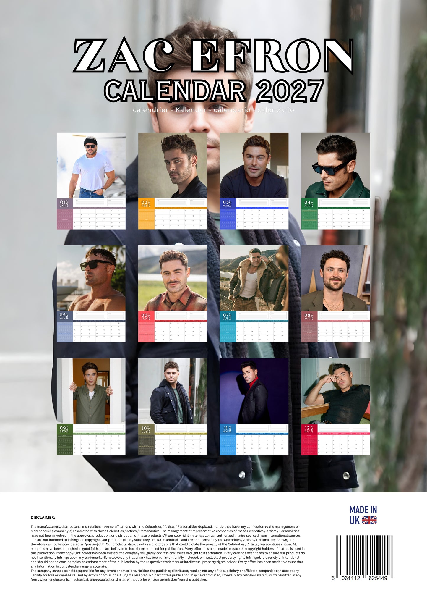 Zac Efron Celebrity Calendar 2027 – M-PRA Range