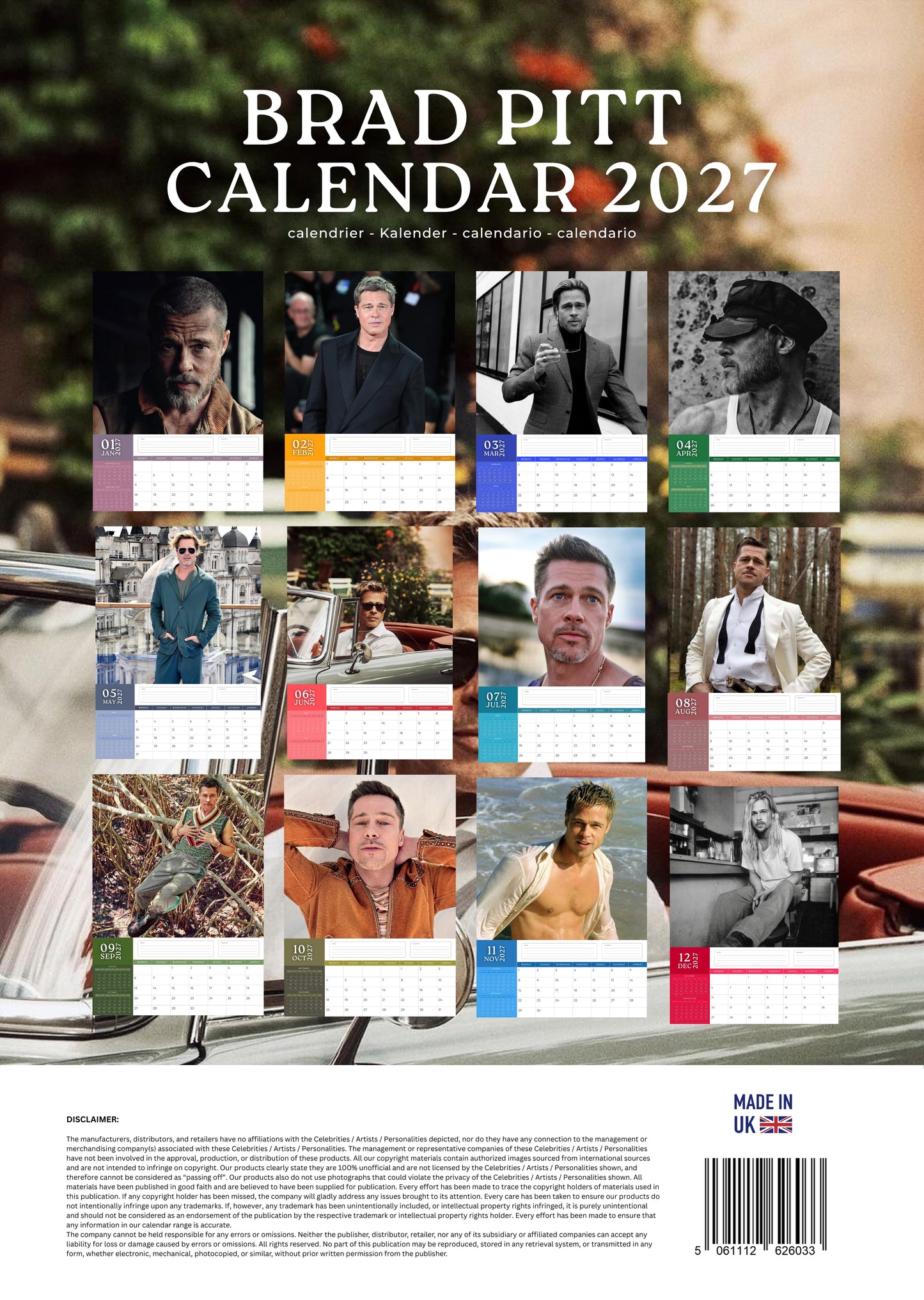 Brad Pitt Calendar 2027 – M-PRA Range