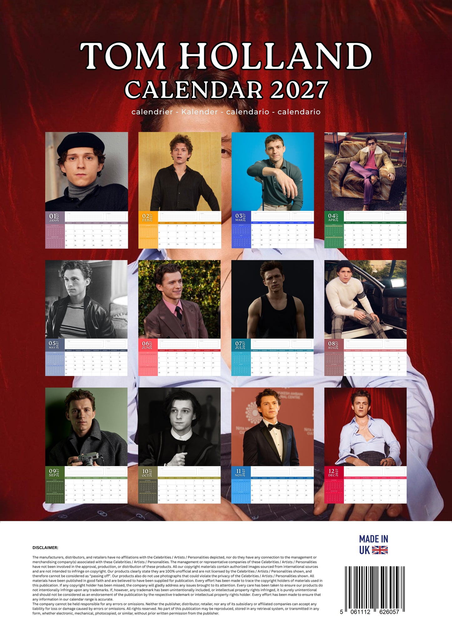 Tom Holland Celebrity Calendar 2027 – M-PRA Range