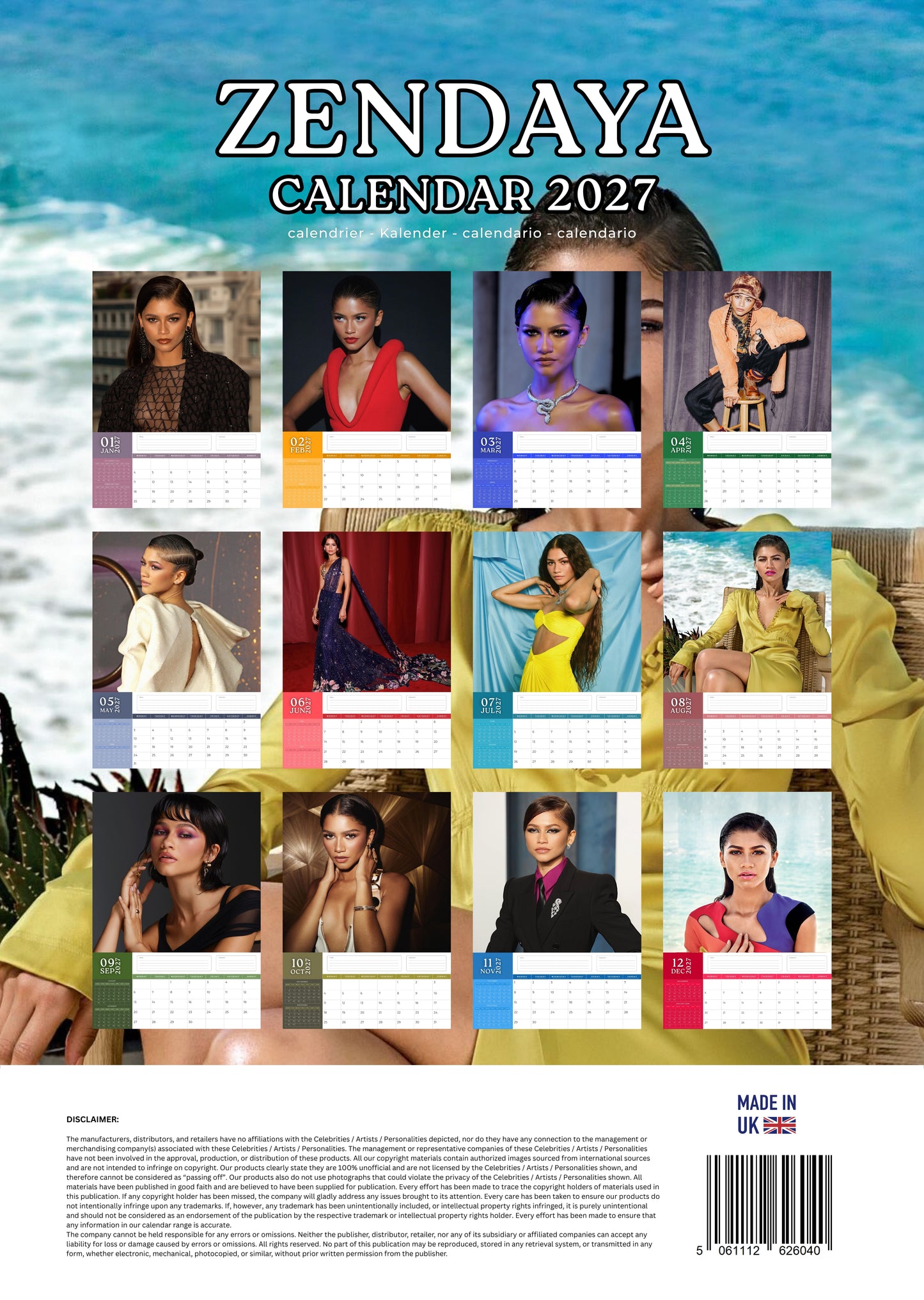 Zendaya Celebrity Calendar 2027 – M-PRA Range