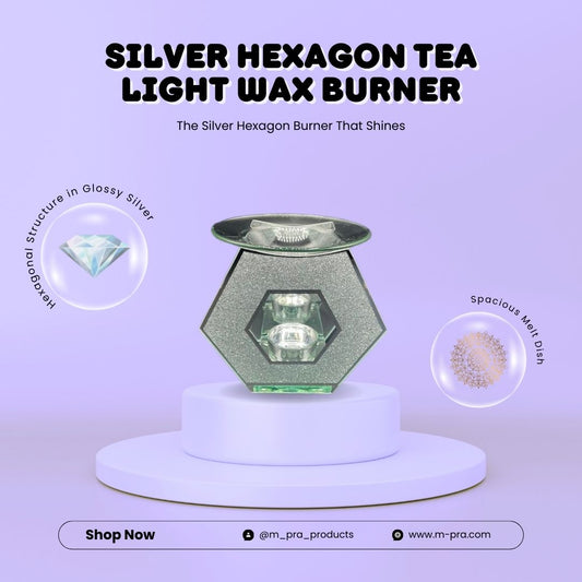 Silver Hexagon Tea Light Wax Burner