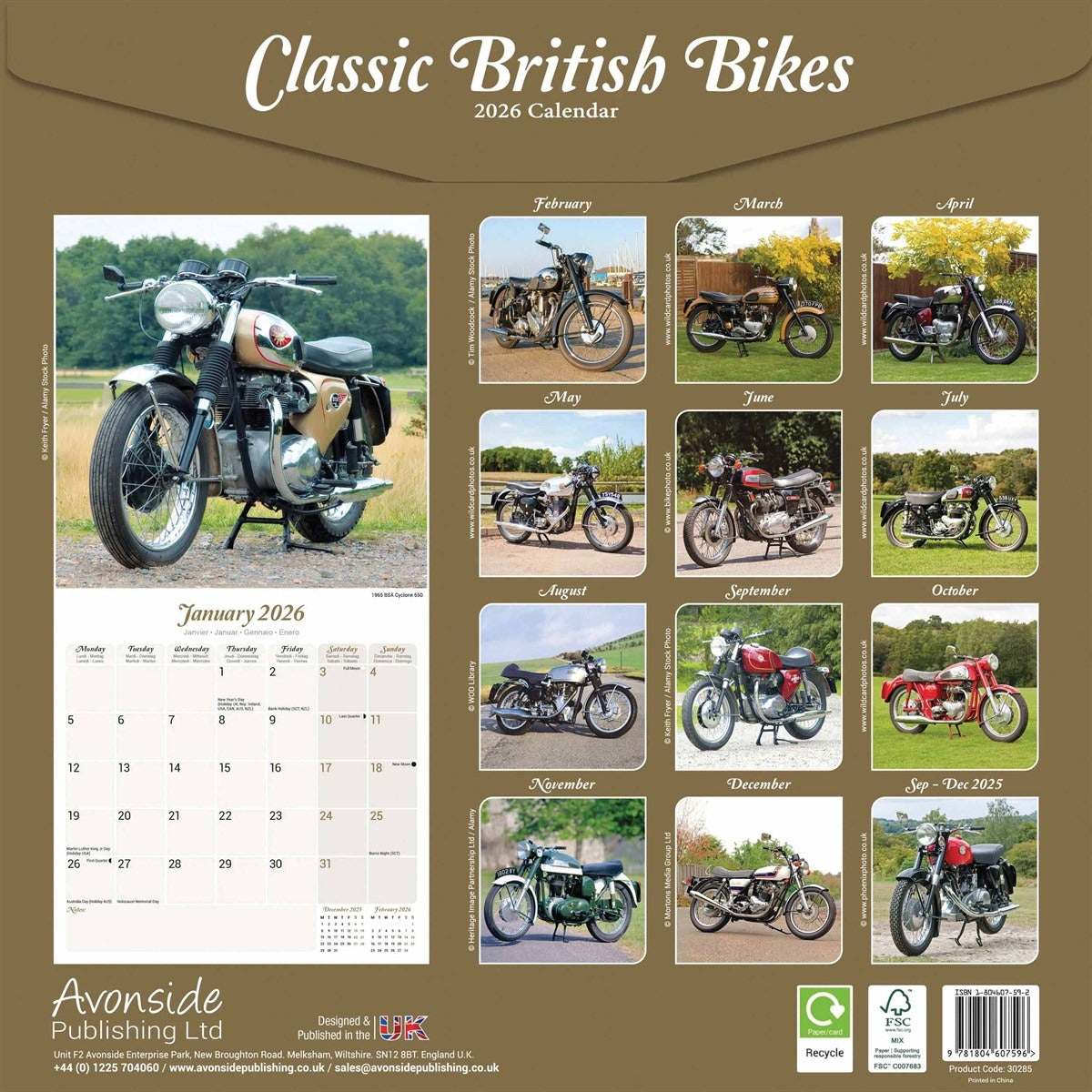 Classic British Bikes Square Calendar 2026 – Celebrate Britain’s Legendary Motorcycles