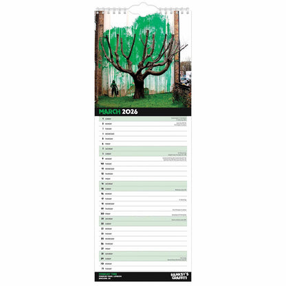 Banksy's Graffiti Slim Calendar 2026 – Iconic Street Art from Bristol