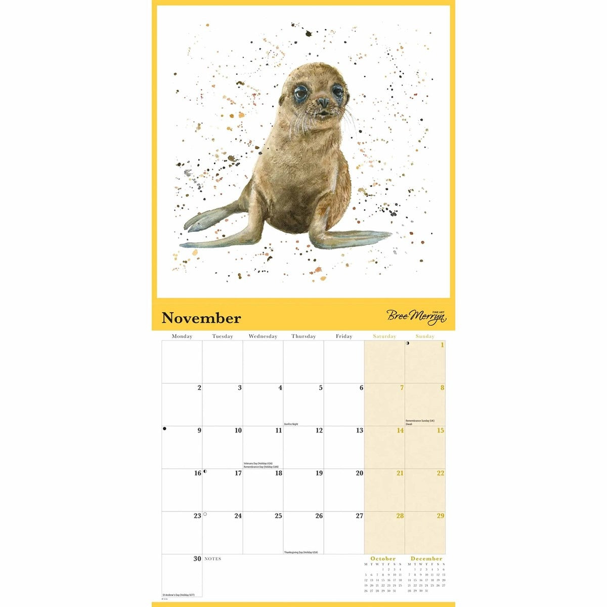 British Wildlife Wall Square Calendar 2026 by Bree Merryn
