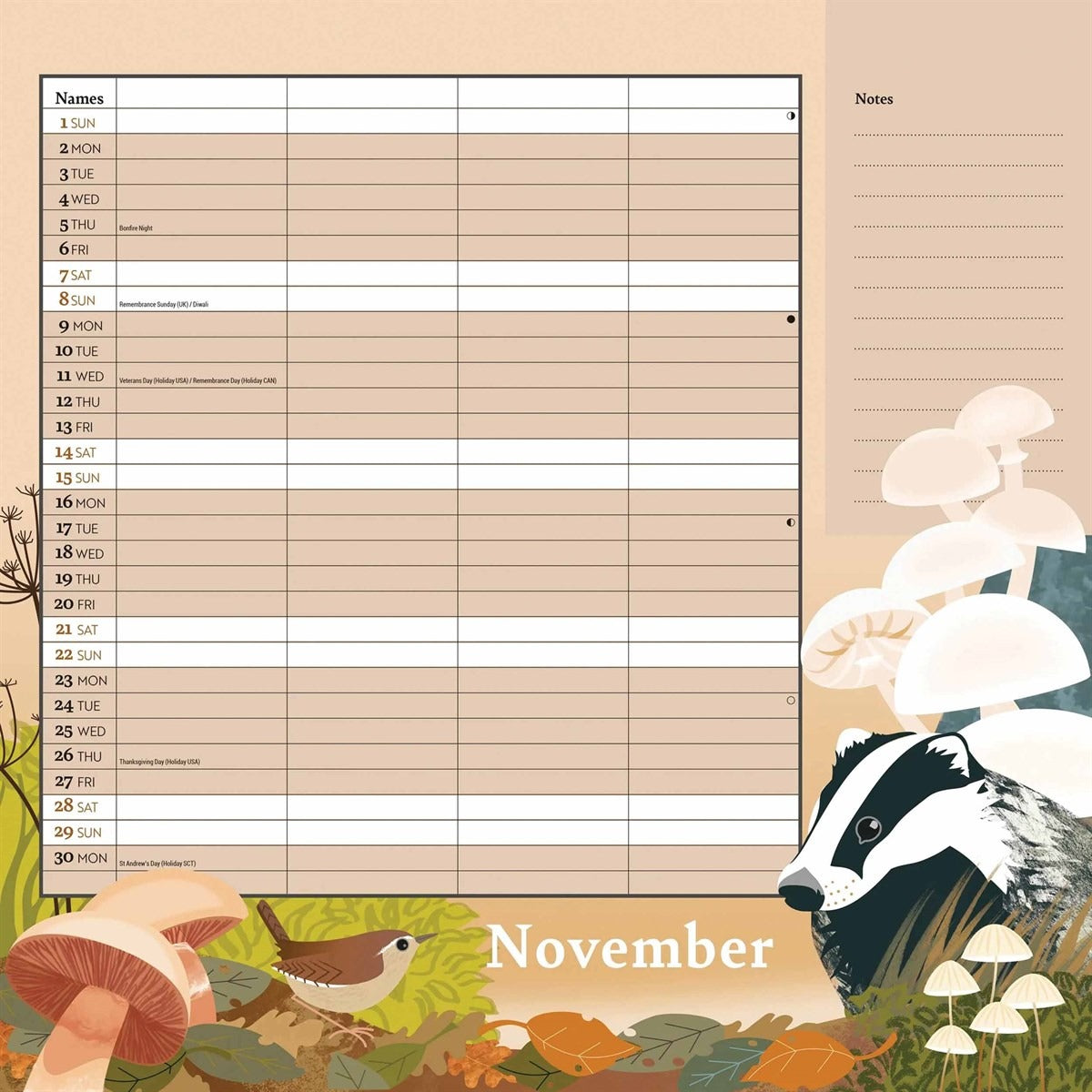 RSPB Woodland Family Square Organiser 2026 – Nature-Inspired Planning for the Whole Family