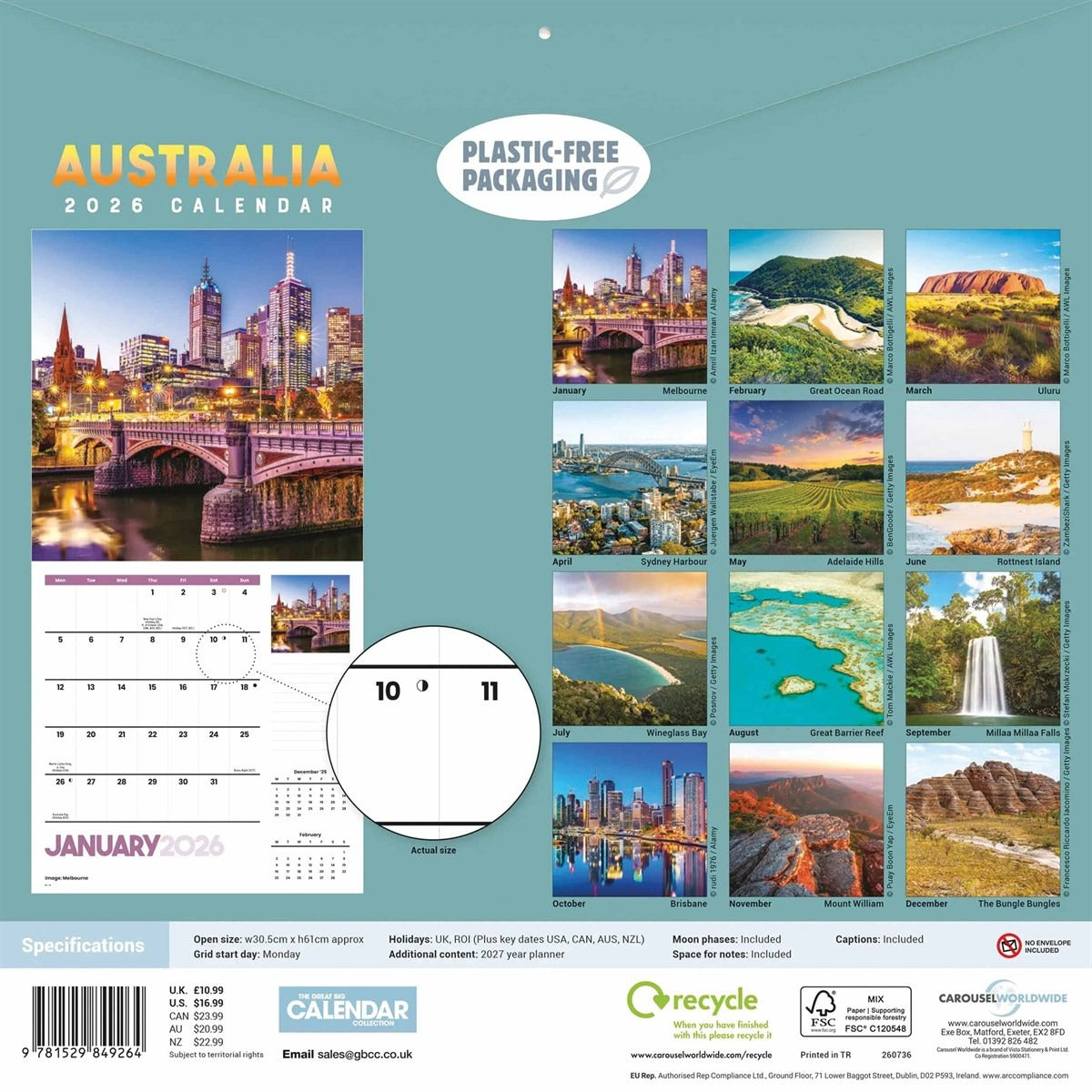 Australia Square Calendar 2026 – Explore the Beauty of Down Under