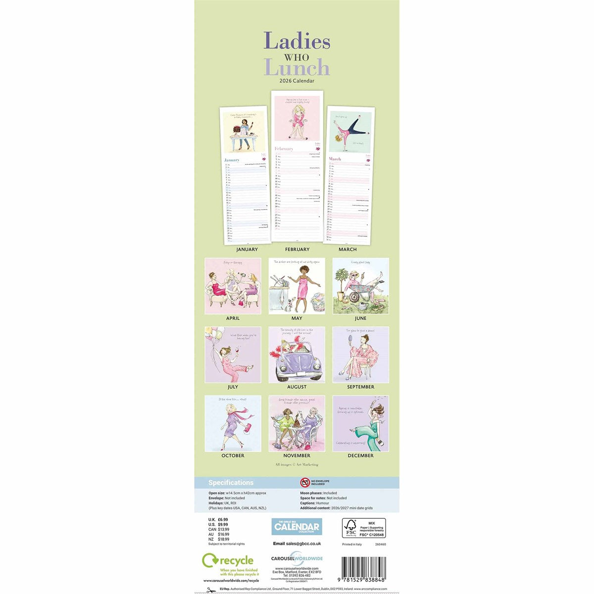 Ladies Who Lunch Slim Calendar 2026 – A Year of Wit, Glamour & Girly Gossips