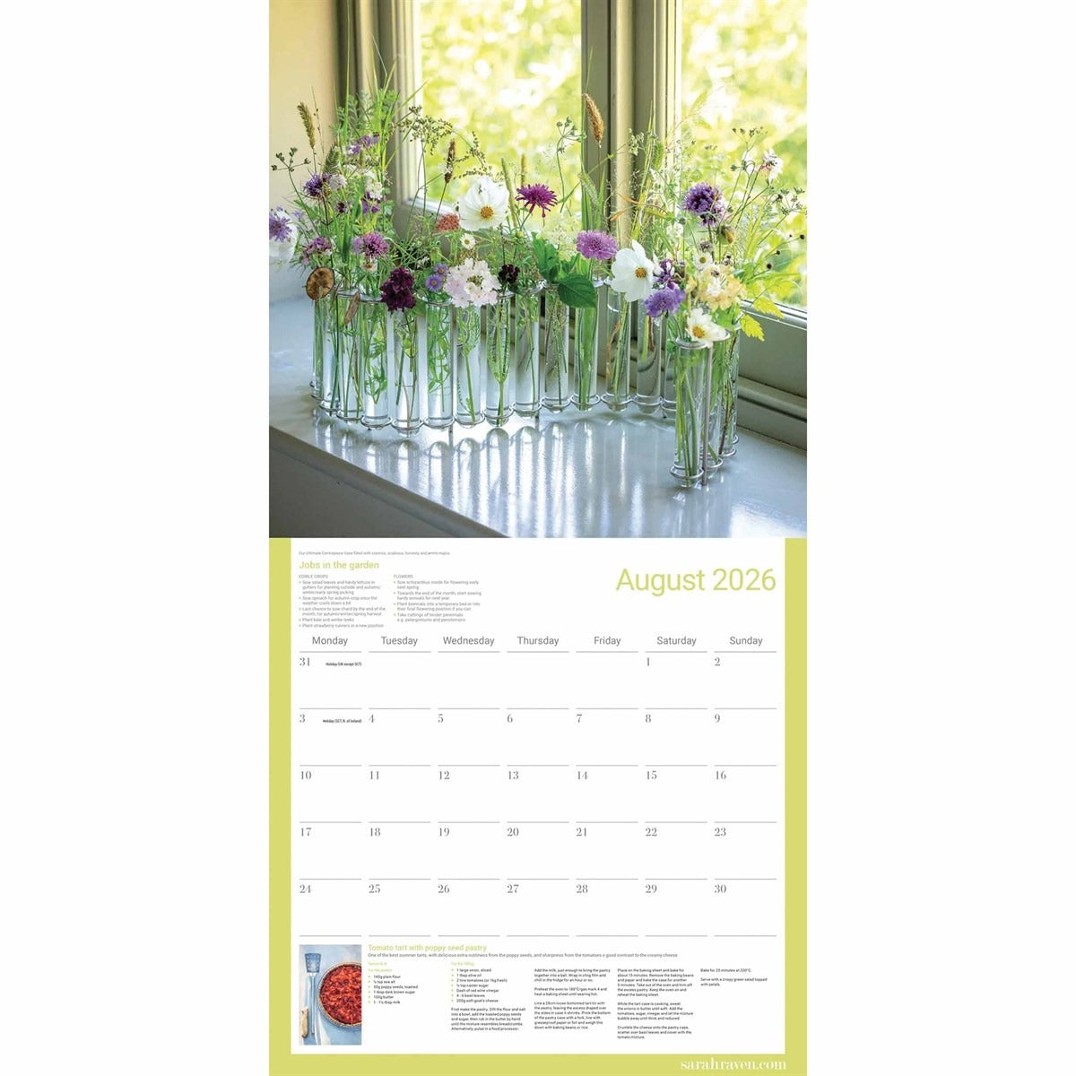 Garden And Cookery Square Calendar 2026 – Inspiring Tips from Sarah Raven