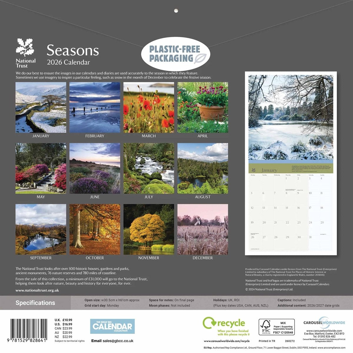National Trust, Seasons Square Calendar 2026 – A Journey Through the British Year