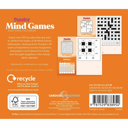 The Mind Games, Puzzler Desk Calendar 2026 – A New Puzzle Every Day