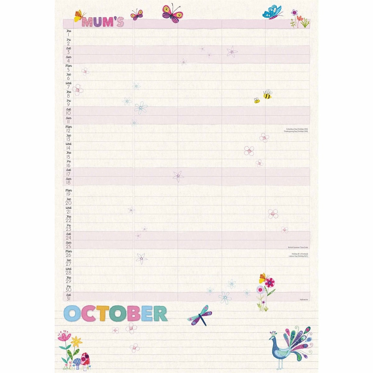 Mum's Fabric & Buttons A4 Family Organiser 2026 – Colourful Coordination for Busy Lives