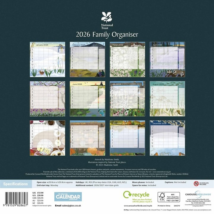National Trust Family Square Organiser 2026
